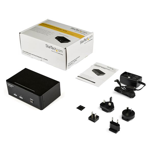 STARTECH.COM DisplayPort KVM Switch - 2 Port - Dual-Display - 4k 60hz - USB Hub - Audio and Microphone