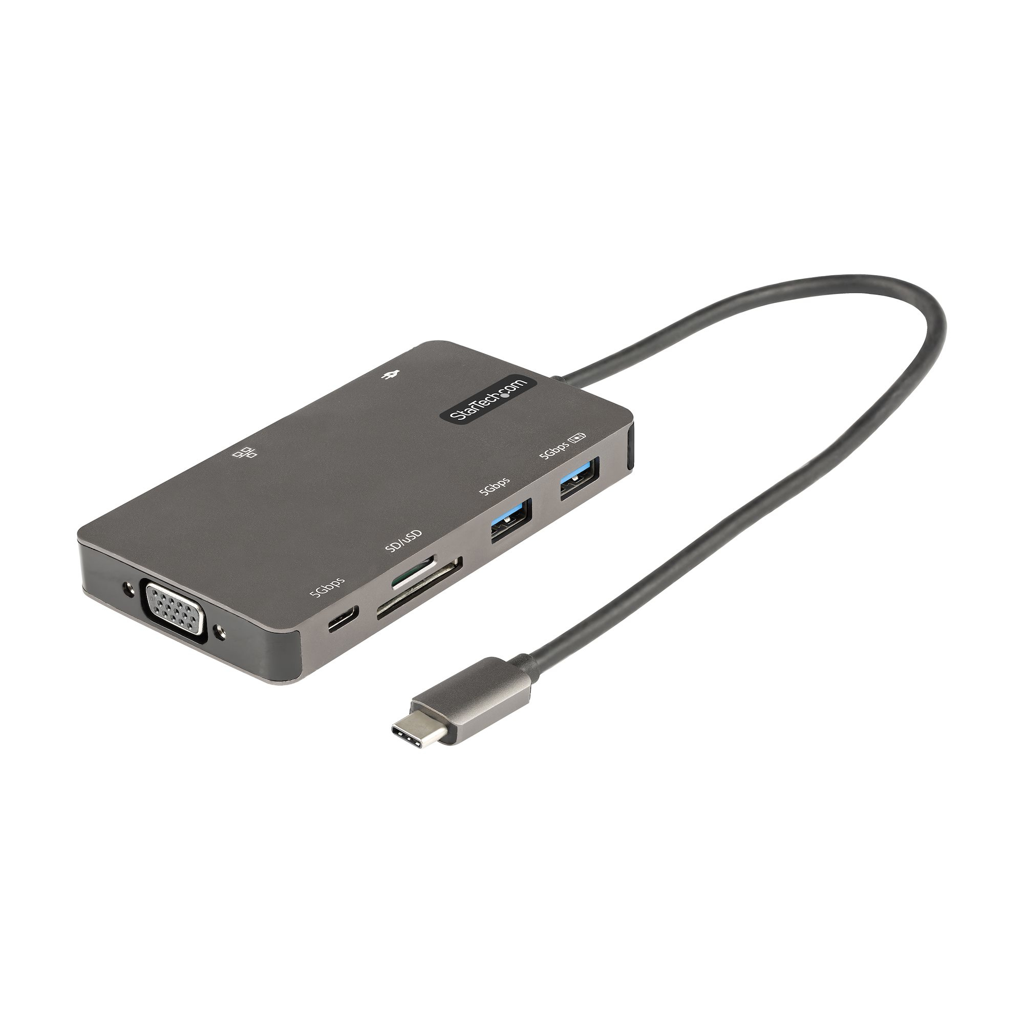 STARTECH.COM USB-C Multiport Adapter USB C auf HDMI 4K 30Hz/VGA Reiseadapter/Docking station USB 3.0 Hub 100W PD SD/Micro SD GbE