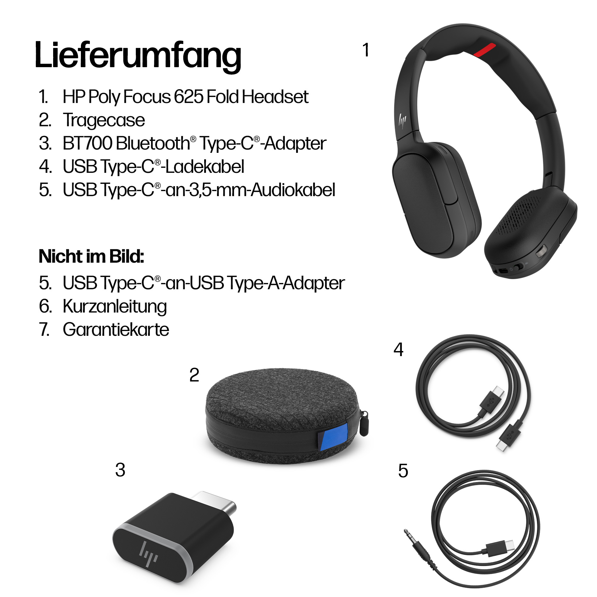 HP Poly Focus 625 Fold Stereo Bluetooth Headset