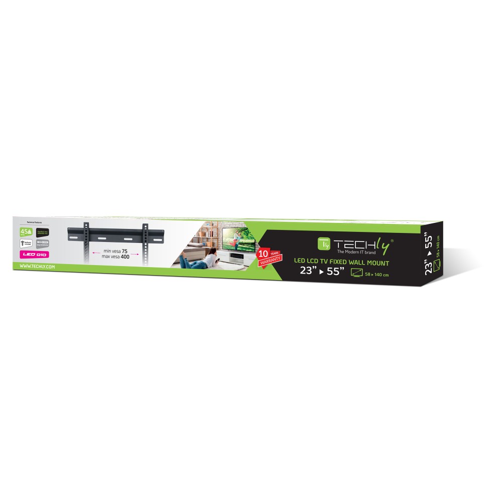 Techly Wandhalterung Ultra Slim für LCD/LED TV 23-55 schwar