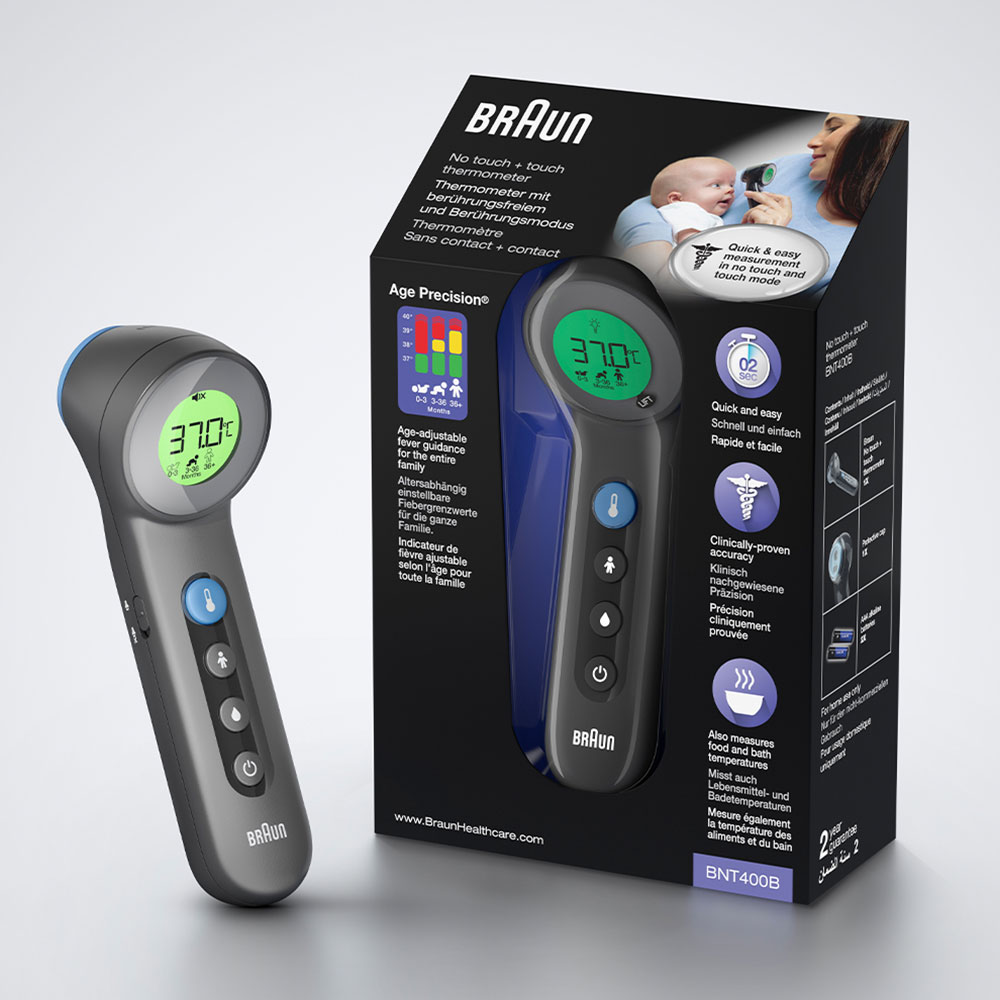 Braun BNT400B No touch + touch Thermometer mit Age Precision