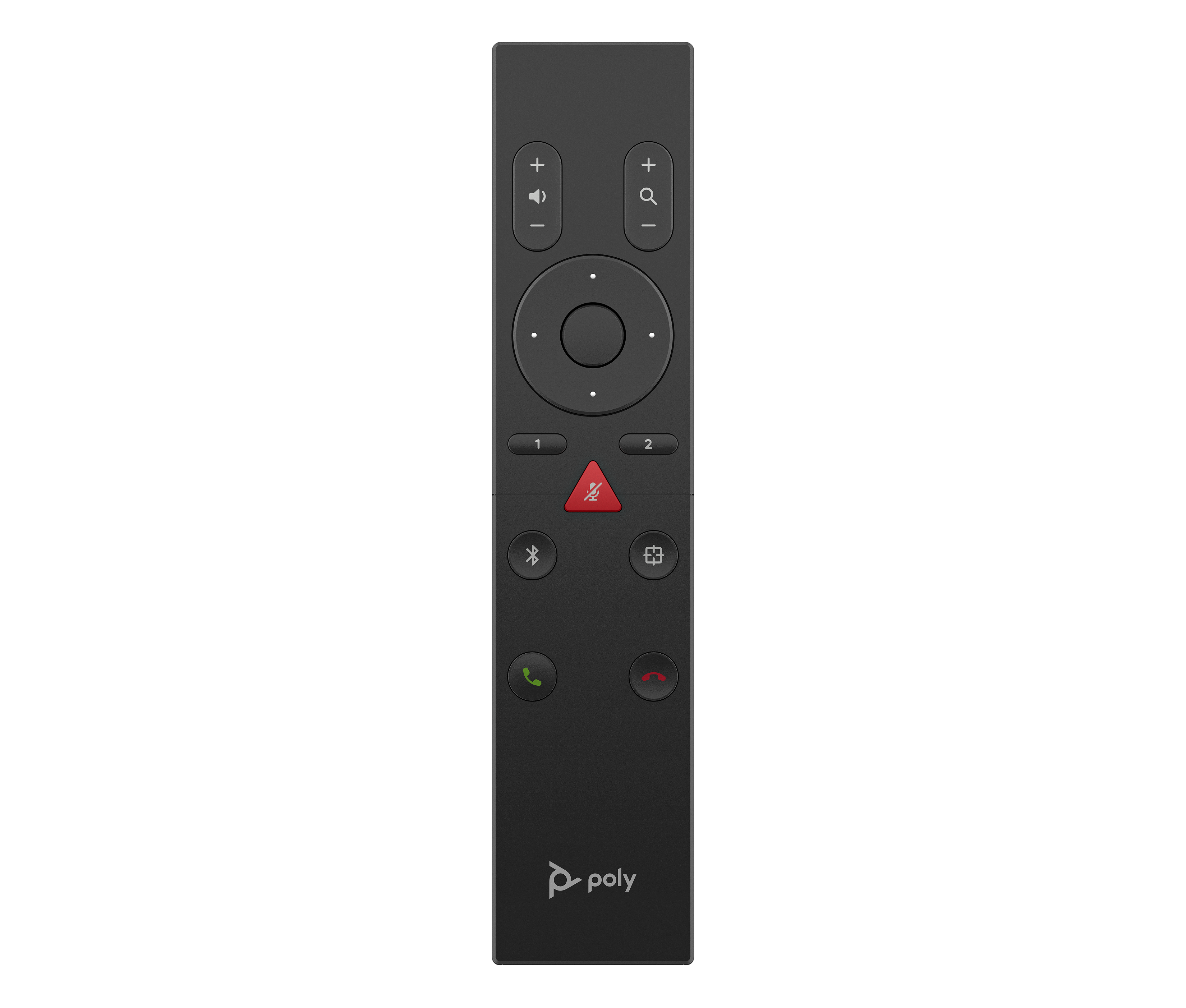 HP Poly Studio R30/Studio USB Bluetooth Remote Control for use with the Polycom Studio USB and R30. Includes 2 AAA batteries