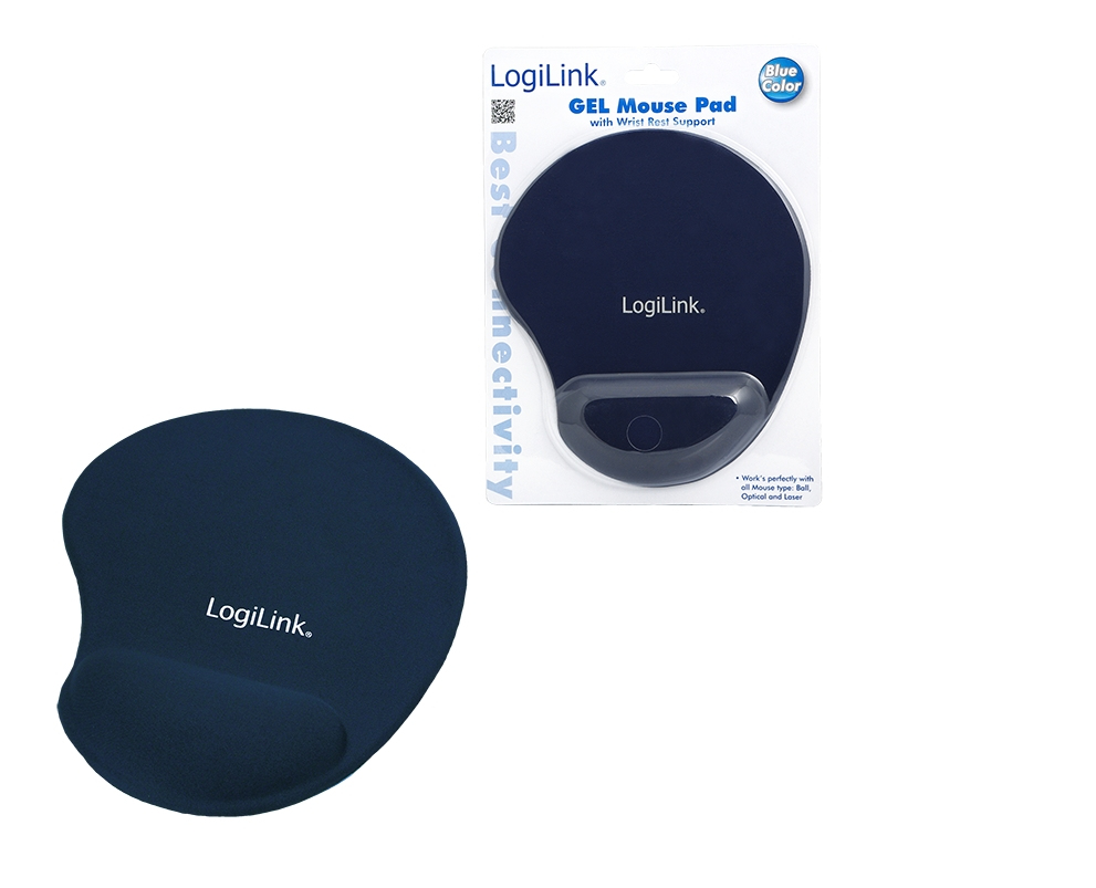 Logilink Mauspad mit Gel-Handballenauflage Silikon blau