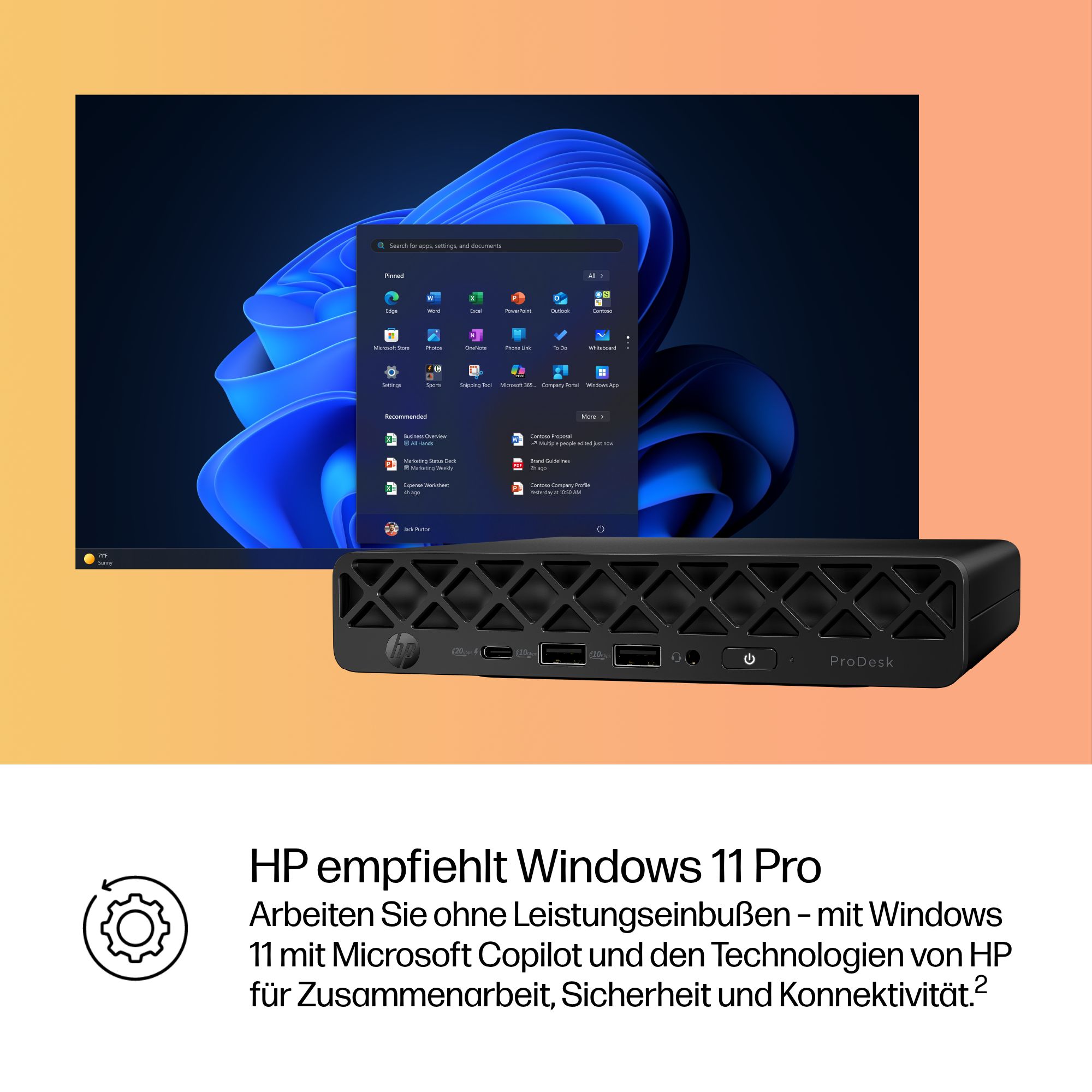 HP ProDesk 4 Mini G1i Intel Core Ultra 7 265T 24GB 512GB/SSD W11P 1J Gar (DE)