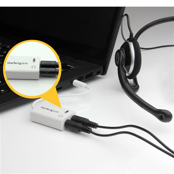 StarTech.com 3,5 mm Klinke Audio Y-Kabel 4-pol auf 3-pol Weiß