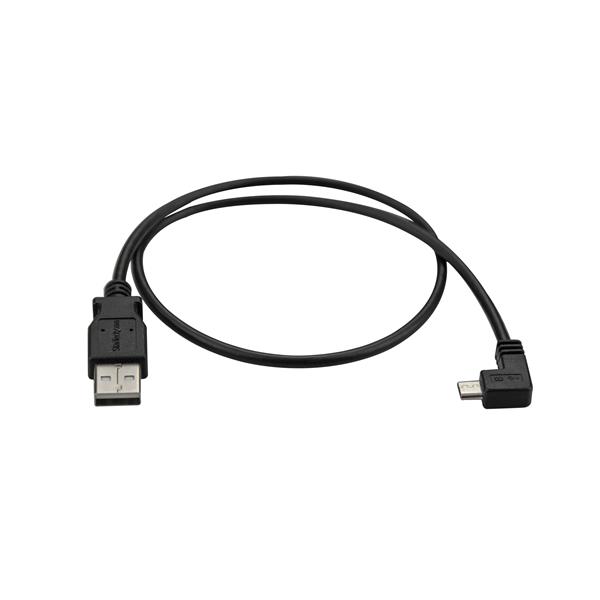 0.5M ANGLED MICRO USB CABLE CHARGE + SYNC CABLE - 24 AWG