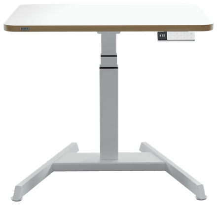 LEITZ Ergo 65340001 elektrisch höhenverstellbarer Schreibtisch weiß rechteckig, A-Fuß-Gestell weiß 80,0 x 60,0 cm
