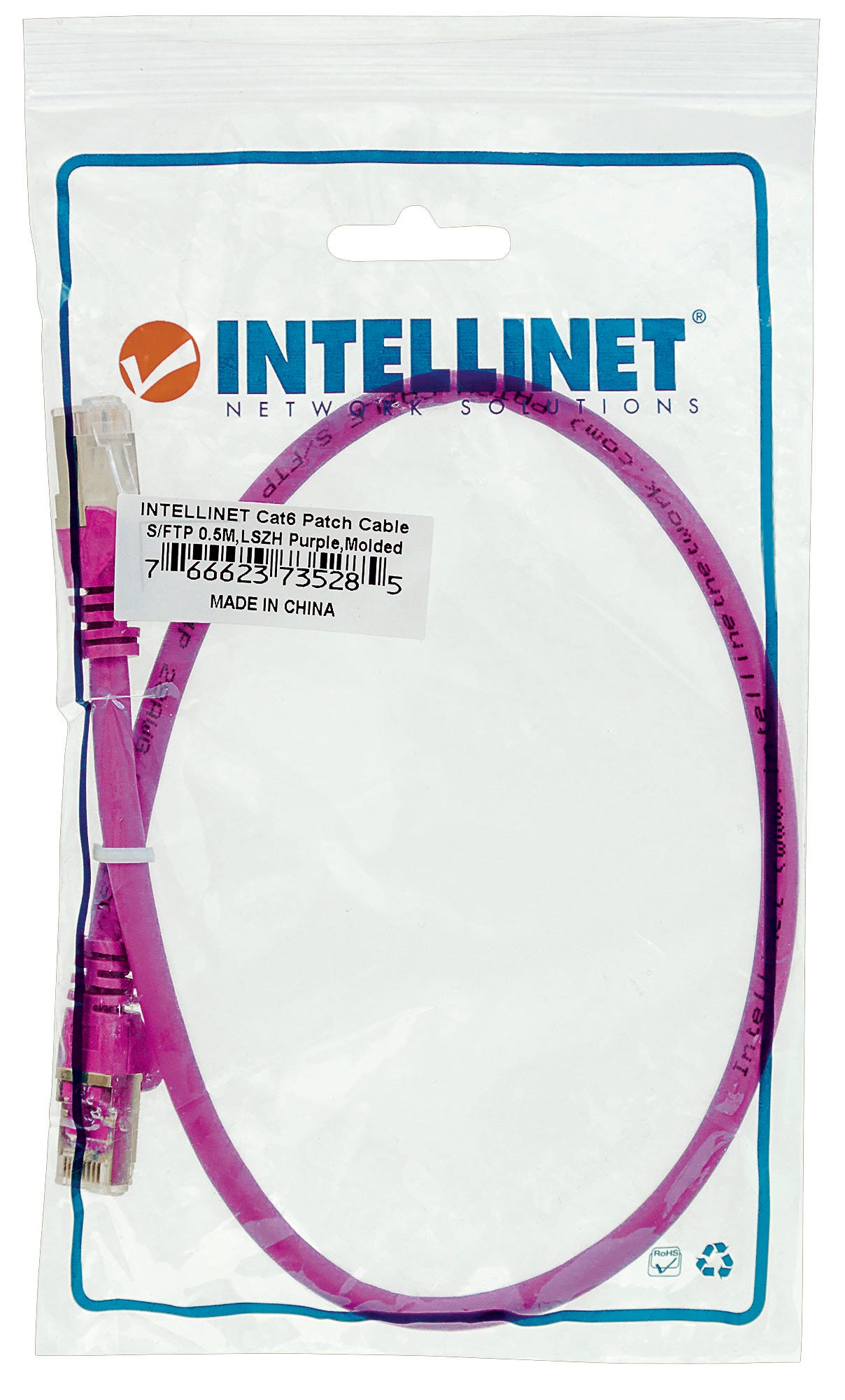 INTELLINET Patchkabel RJ45 S/FTP Cat6 Kupfer LSZH 0,5m rot