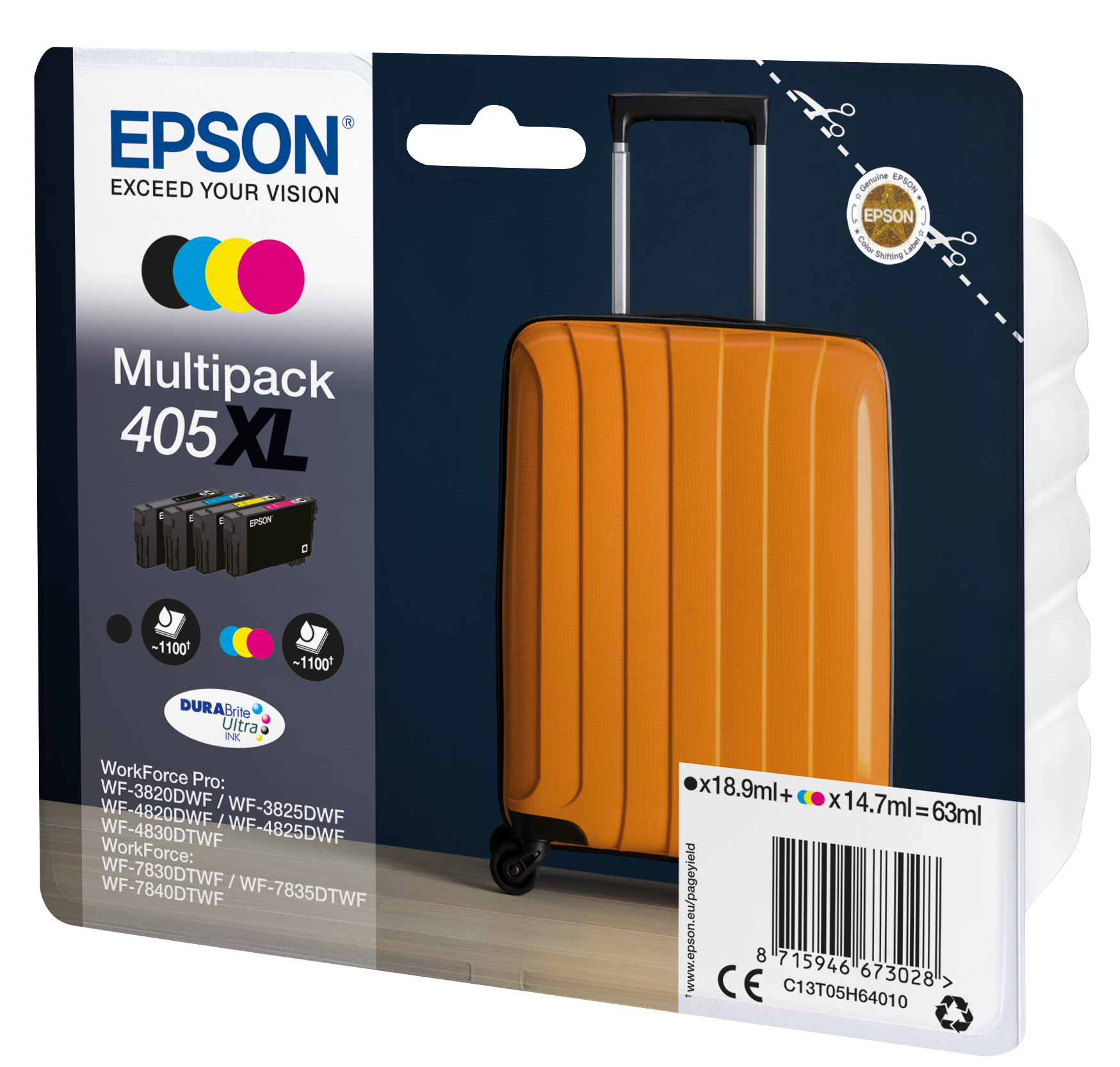 EPSON 405XL / T05H6 (Koffer) schwarz, cyan, magenta, gelb Druckerpatronen, 4er-Set