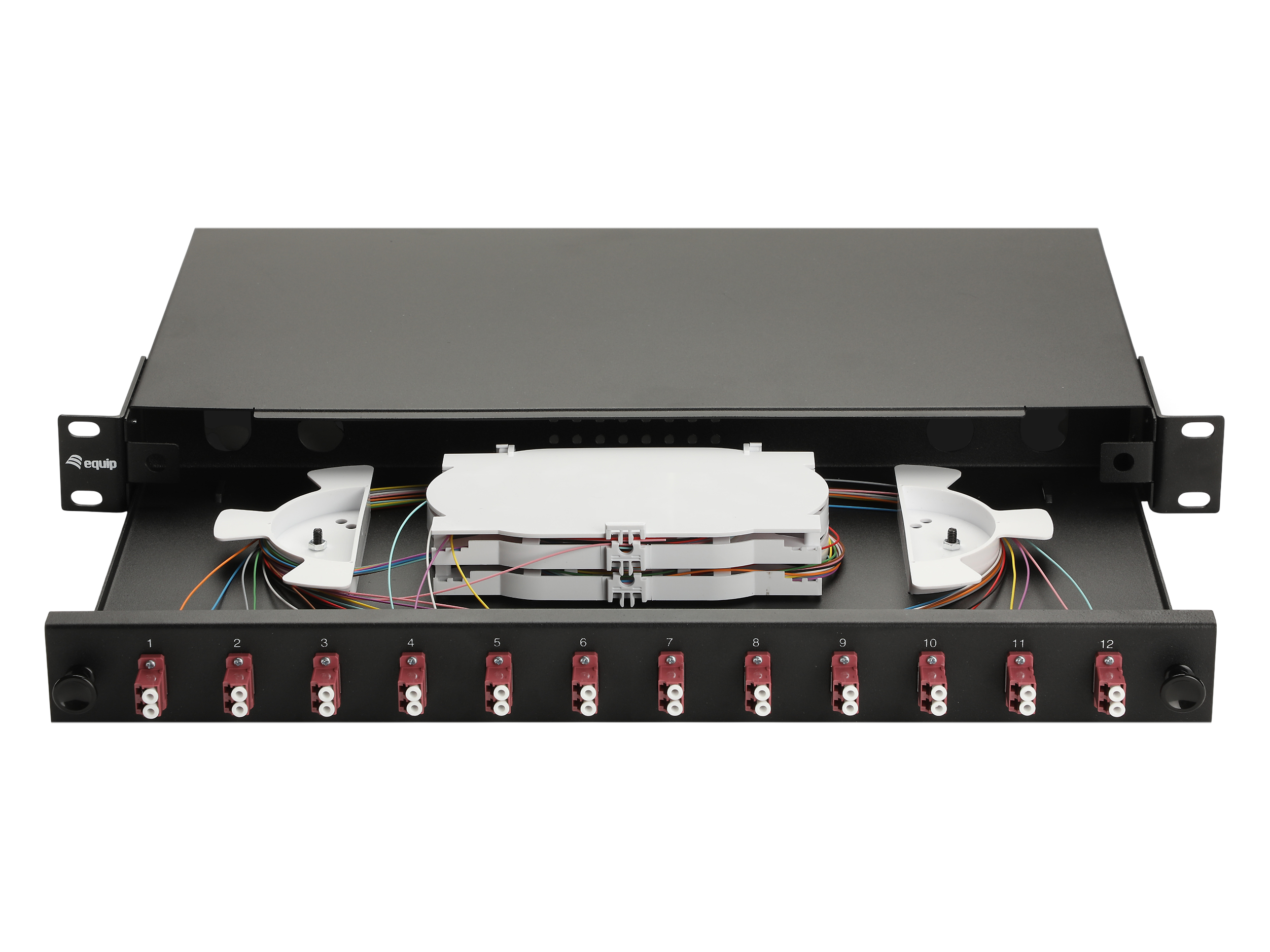 Equip LWL-Spleißkasten 12-Port LC-Duplex OM4 1U komplett sw