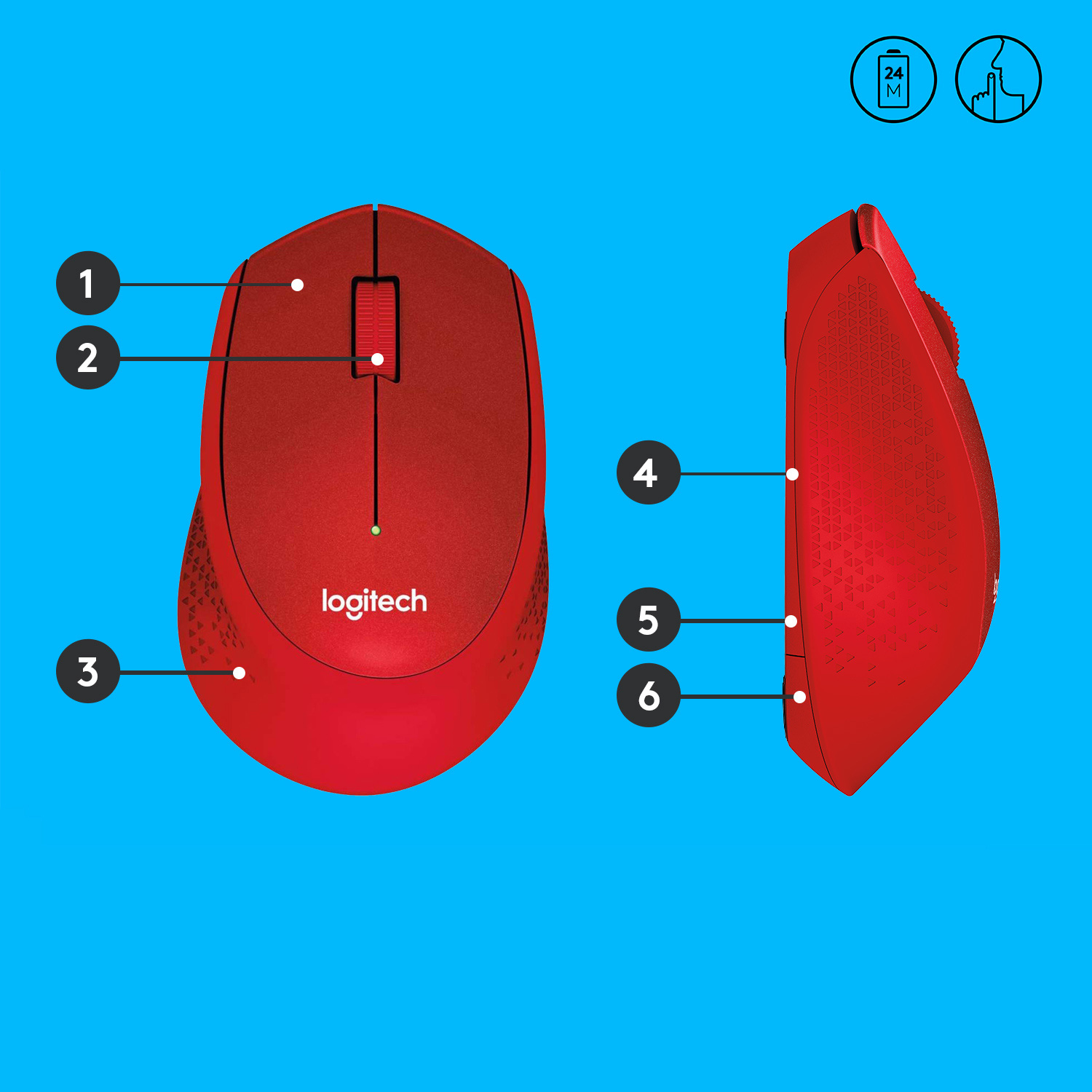 Logitech Wireless Mouse M330 silent plus red retail