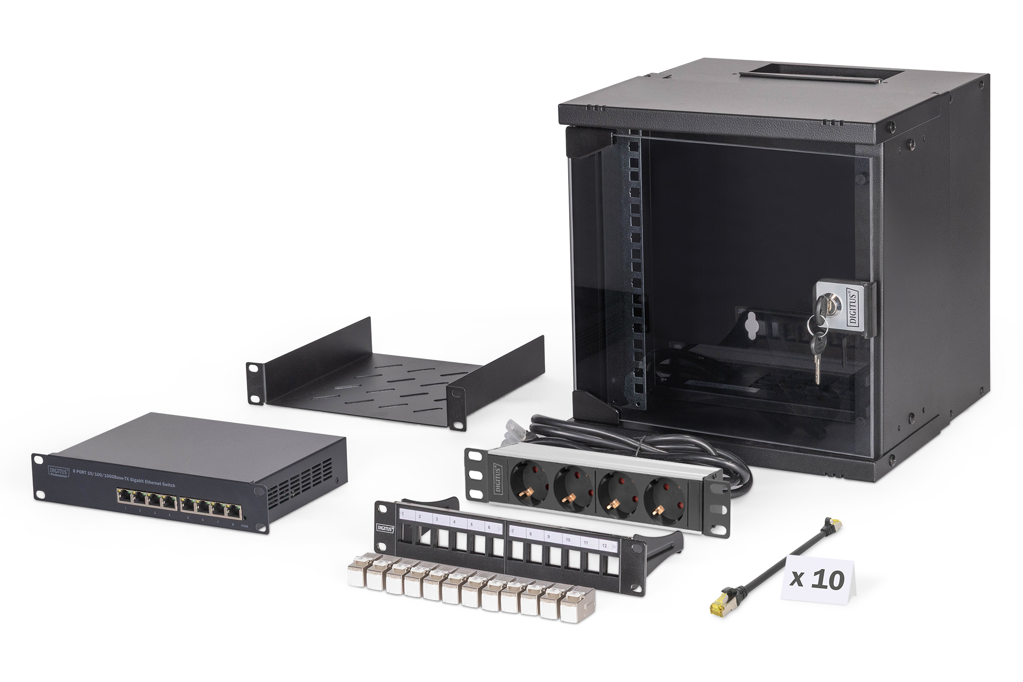 DIGITUS Netzwerk-Set 254 mm (10) - 6HE, 315x300 mm (BxT) sw