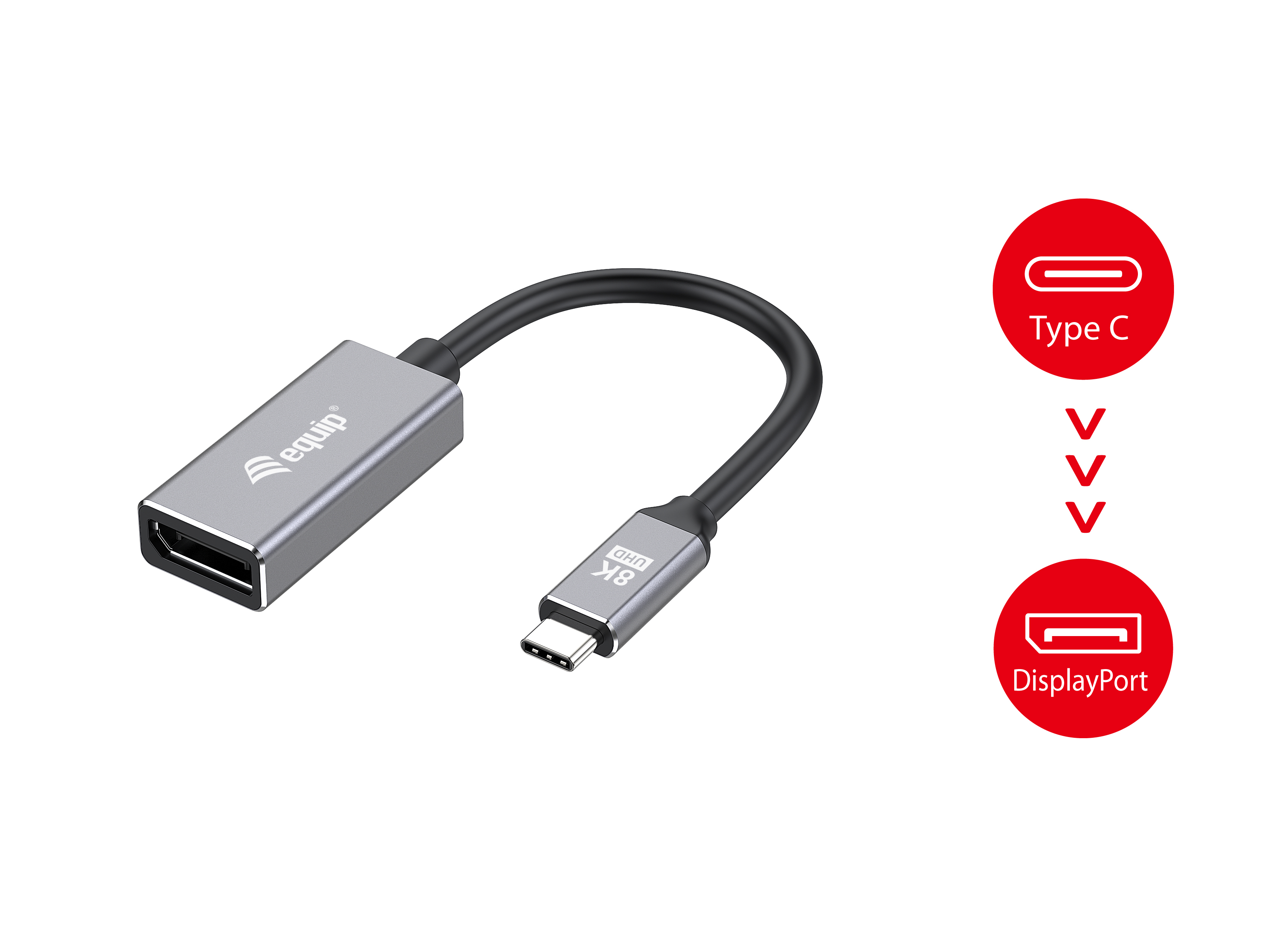 Equip Adapter USB-C->DisplayPort1.4 St/Bu 8K/ 30Hz 0.15m PVC