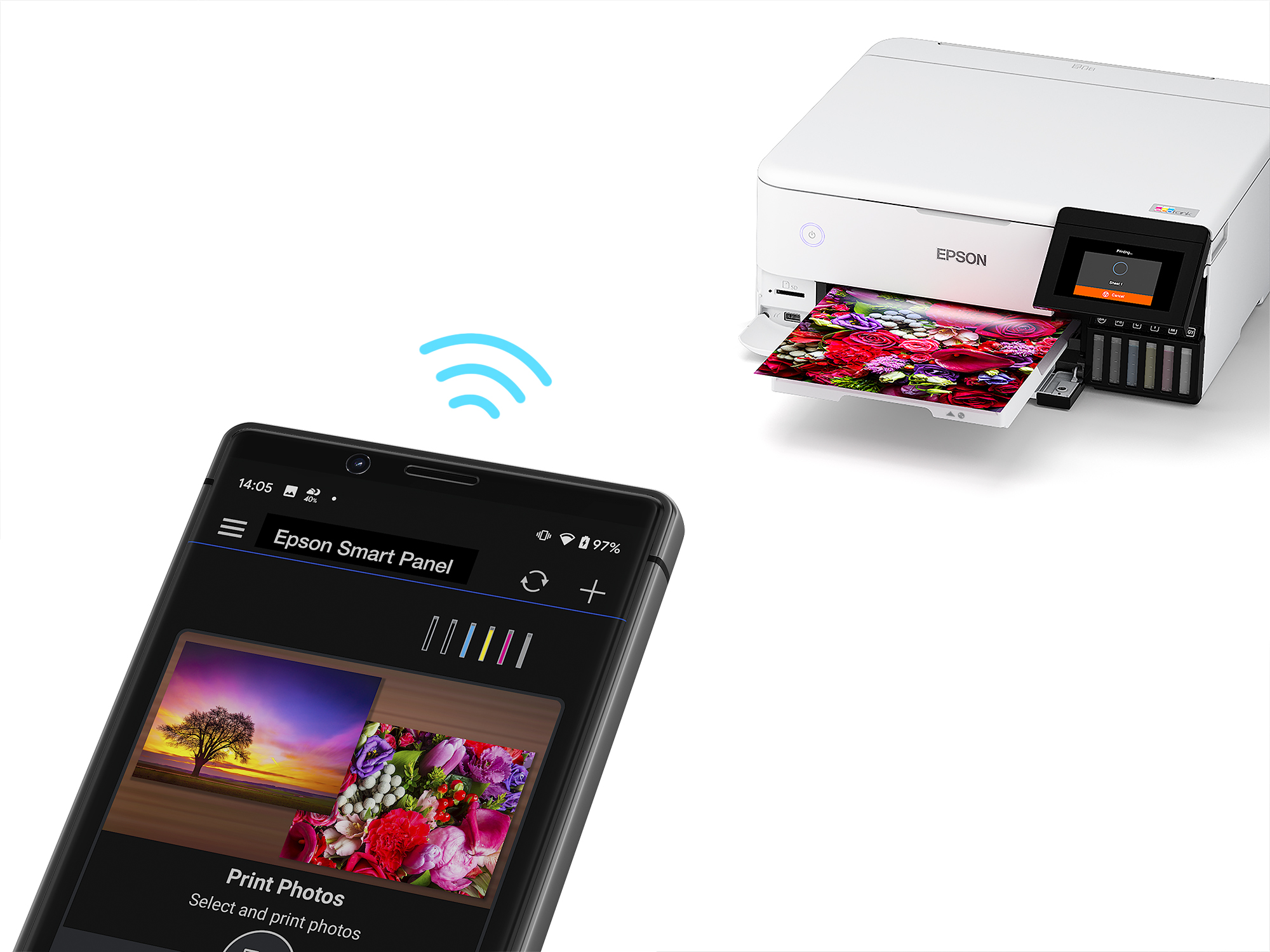 EPSON EcoTank ET-8500 3 in 1 Tintenstrahl-Multifunktionsdrucker weiß