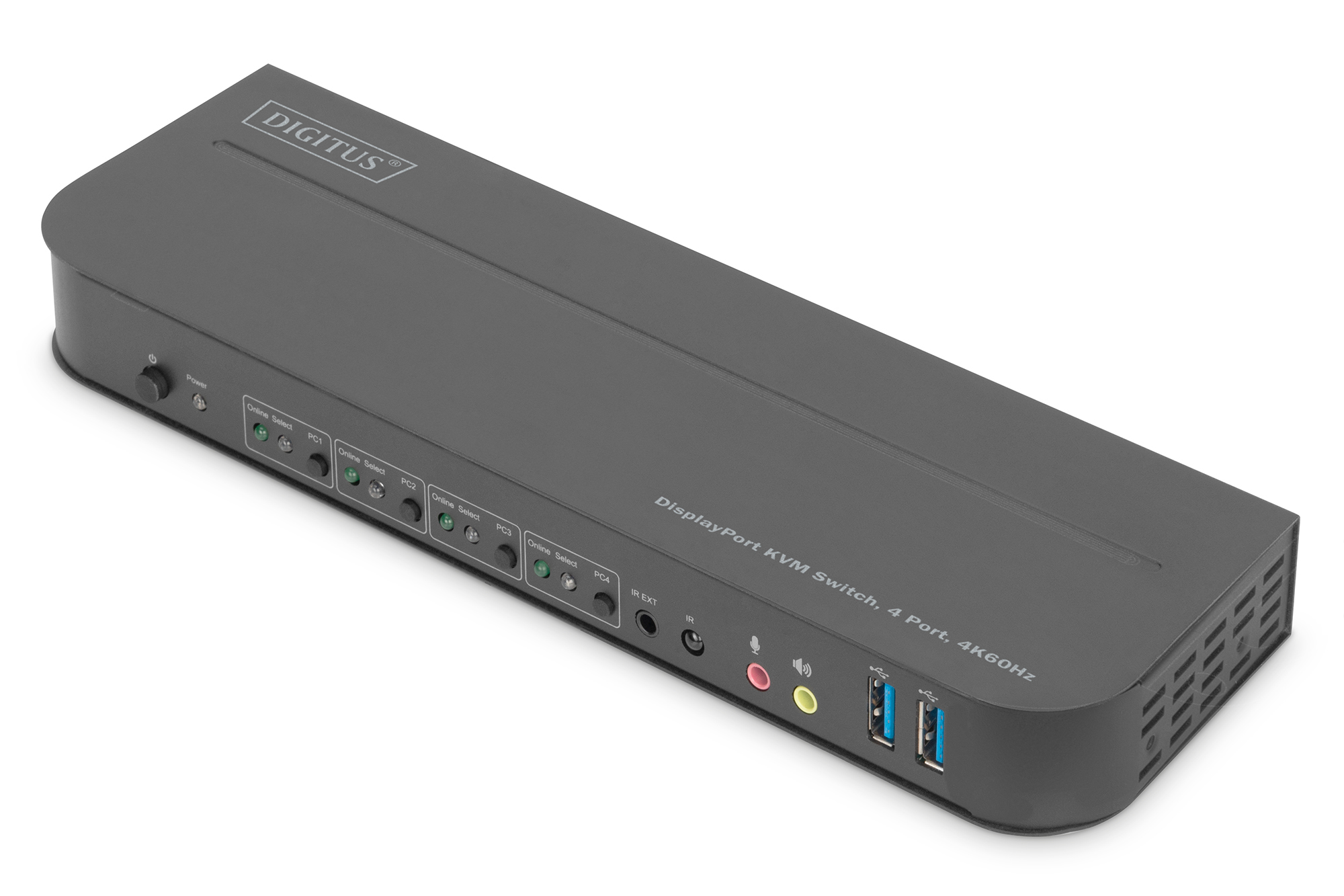 DIGITUS KVM Switch 4-Port, 4K60Hz, 4x DP in, 1x DP/HDMI out