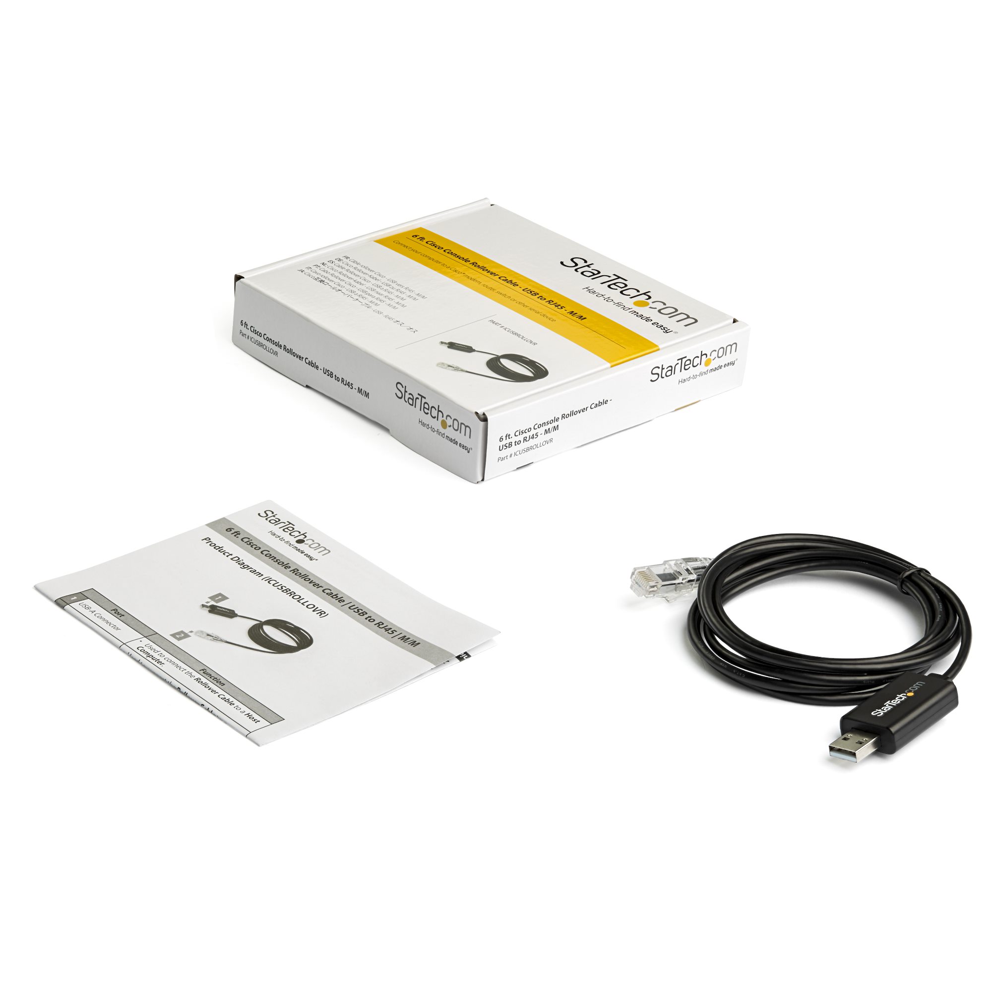 STARTECH.COM 6 ft 1.8m Cisco USB Console Cable - USB to RJ45 Rollover Cable - 460Kbps - Windows Mac and Linux Compatible - M/M
