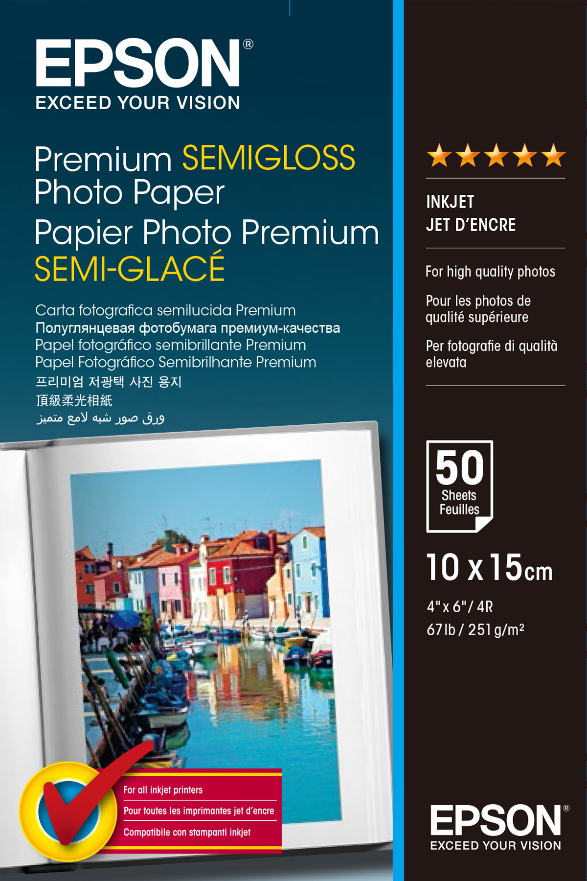 EPSON Premium semi gloss Foto Papier inkjet 251g/m2 100x150mm 50 Blatt Pack