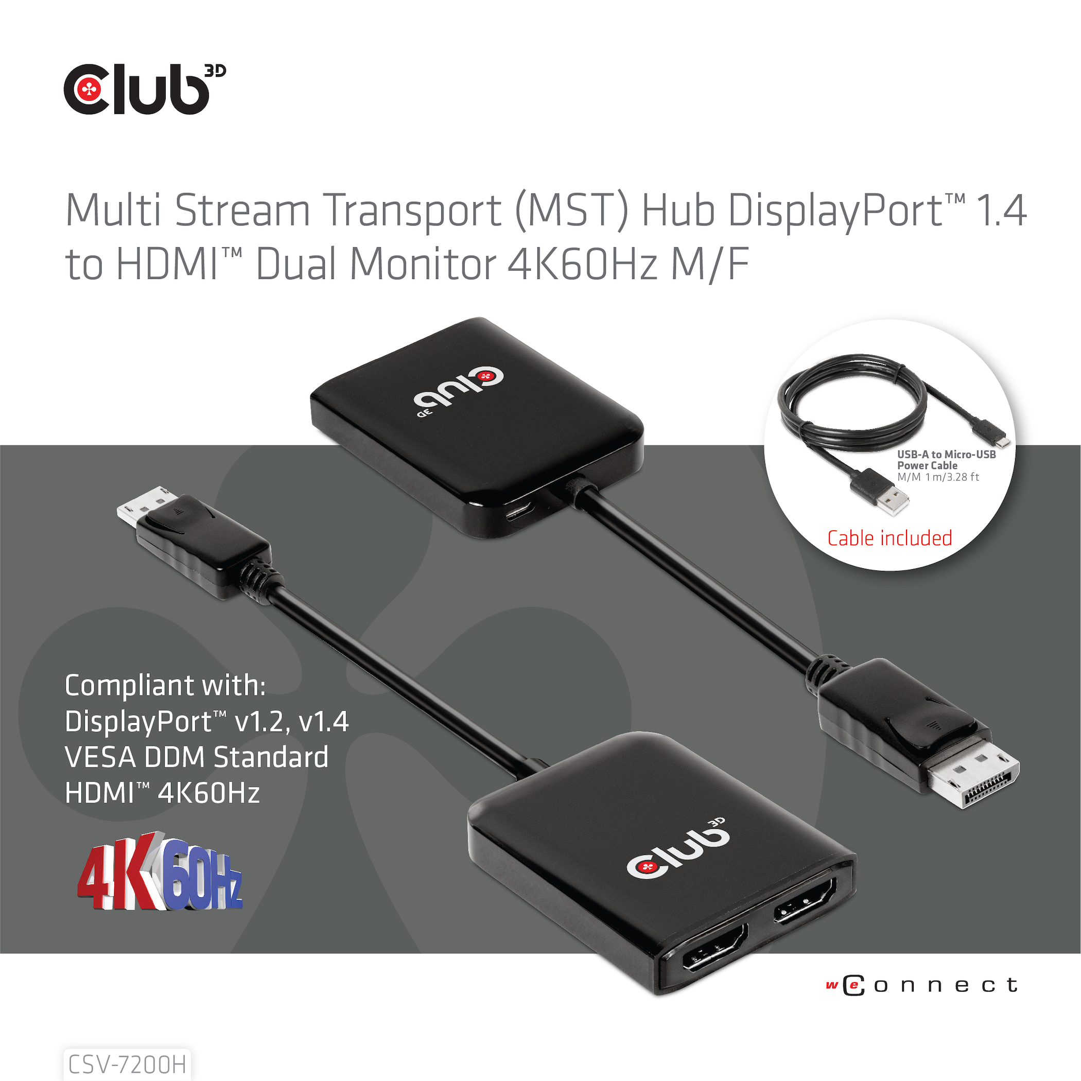 Club3D Multi Streaming Transport Hub 1xDP->2xHDMI Polybeutel