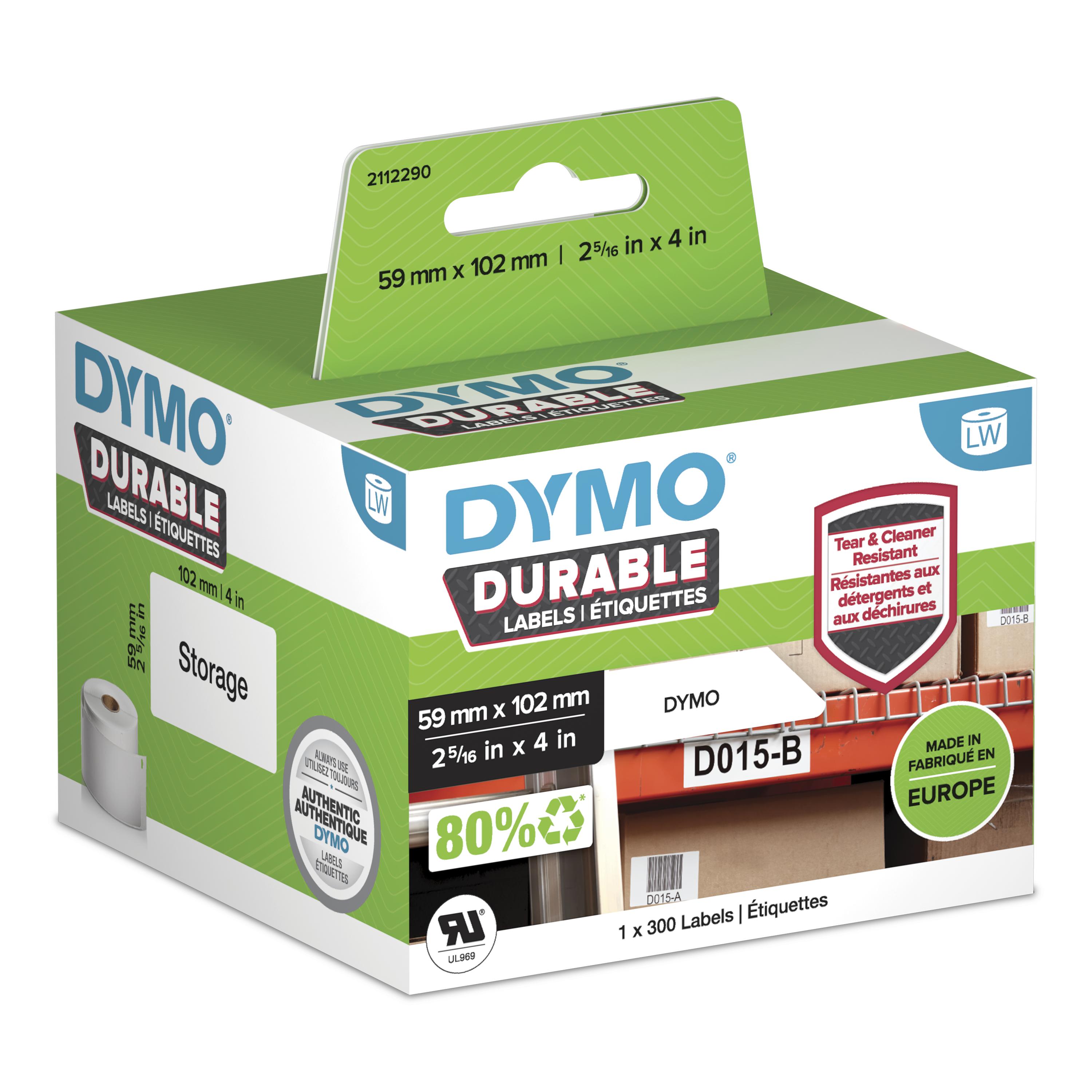 DYMO Etikettenrolle für Etikettendrucker 1933088 weiß, 59,0 x 102,0 mm, 1 x 300 Etiketten