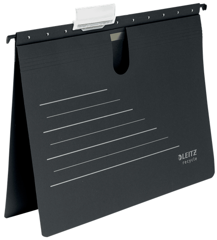 LEITZ Hängehefter ALPHA® recycle 1920 Karton schwarz DIN A4 1x kaufmännische Heftung, 10 St.