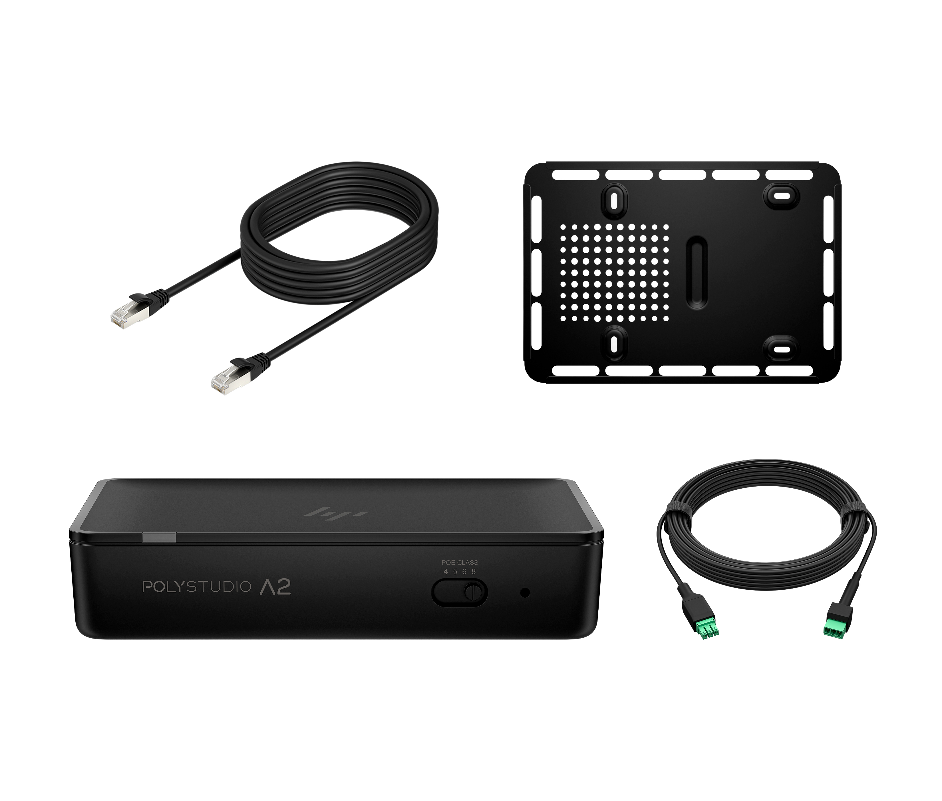 HP Poly Studio A2 Audio Bridge CAT6A and Mic Extension Cable and Mounting Plate