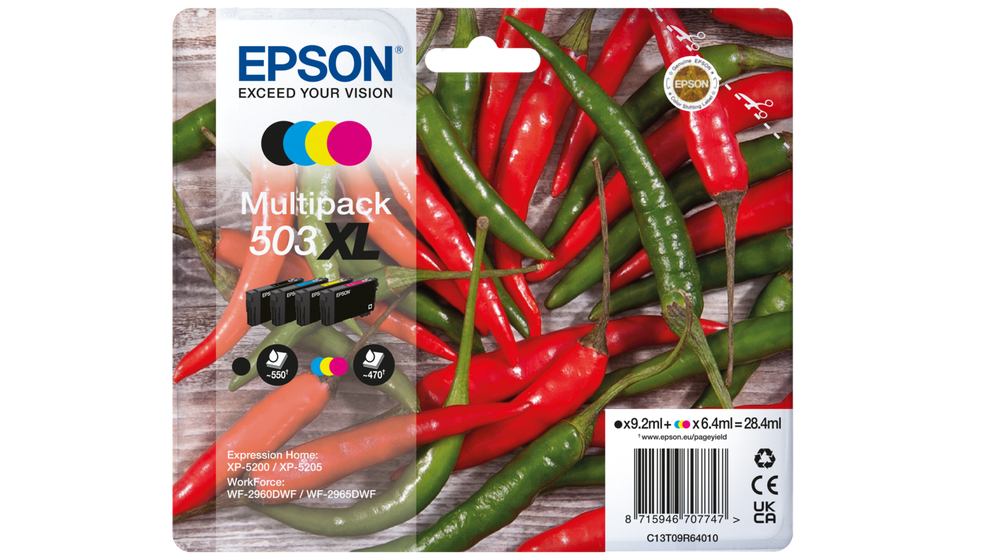 EPSON 503XL/T09R64 (Peperoni) schwarz, cyan, magenta, gelb Druckerpatronen, 4er-Set