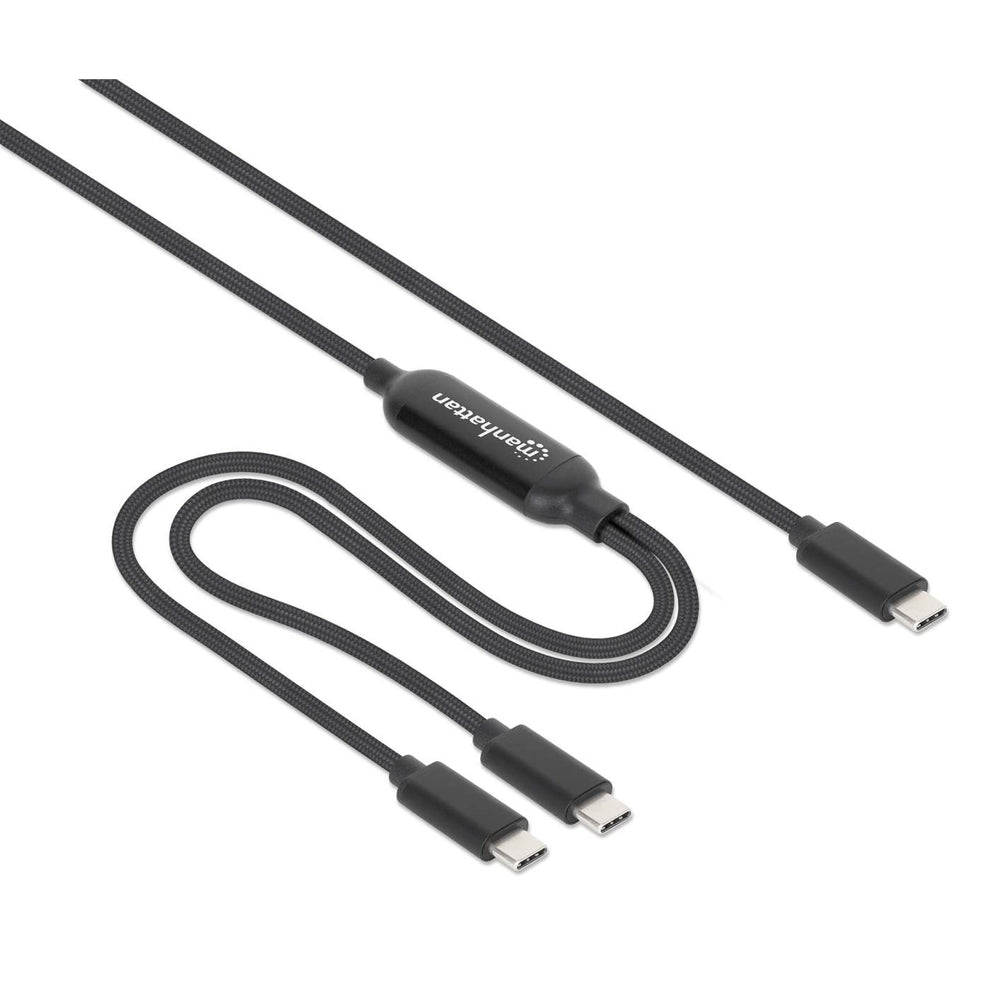 MANHATTAN Dual USB-C Ladekabel 100 W 2 m schwarz