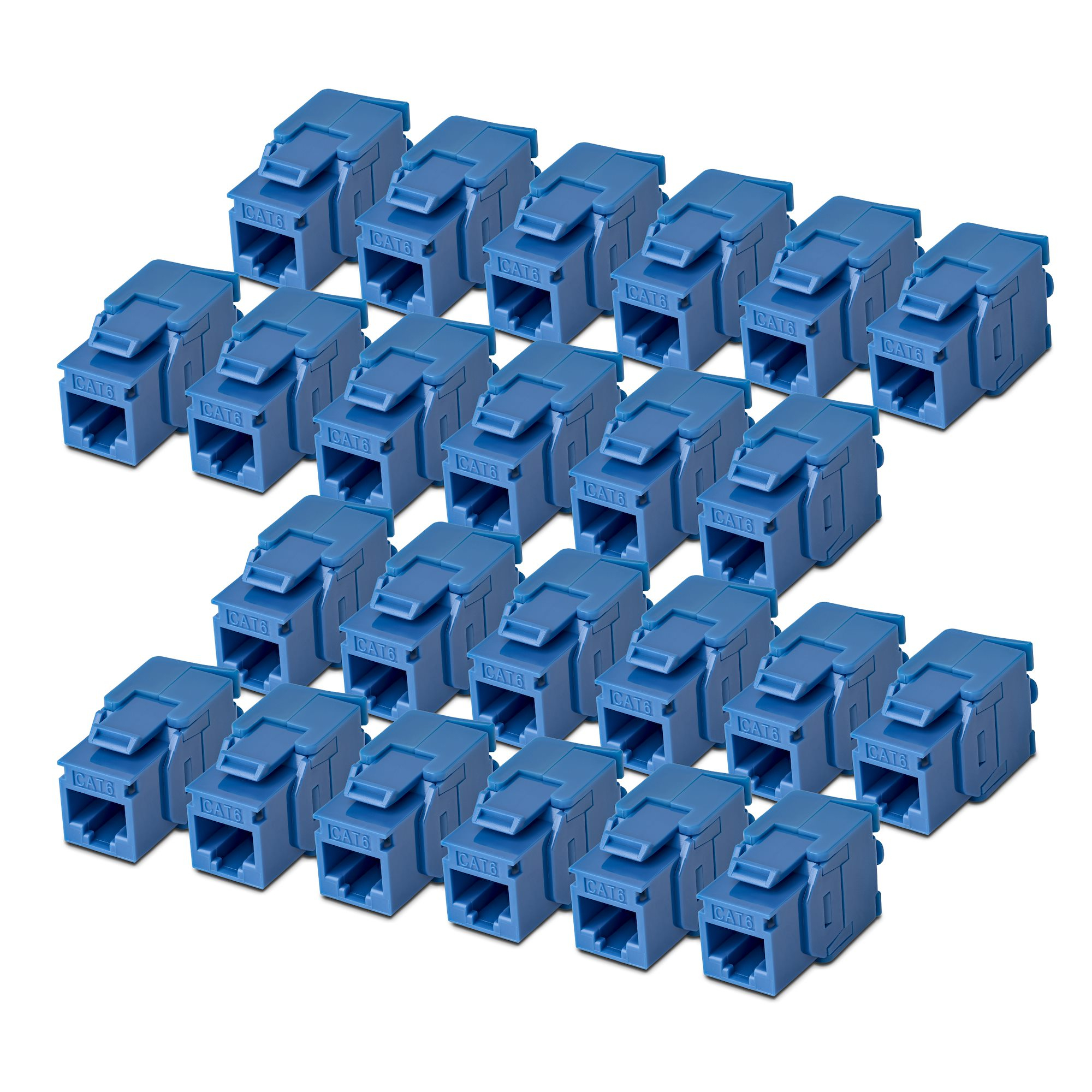 CAT6 KEYSTONE JACK 24-PACK 24-PACK180-DEGREE TOOLLESS BLUE