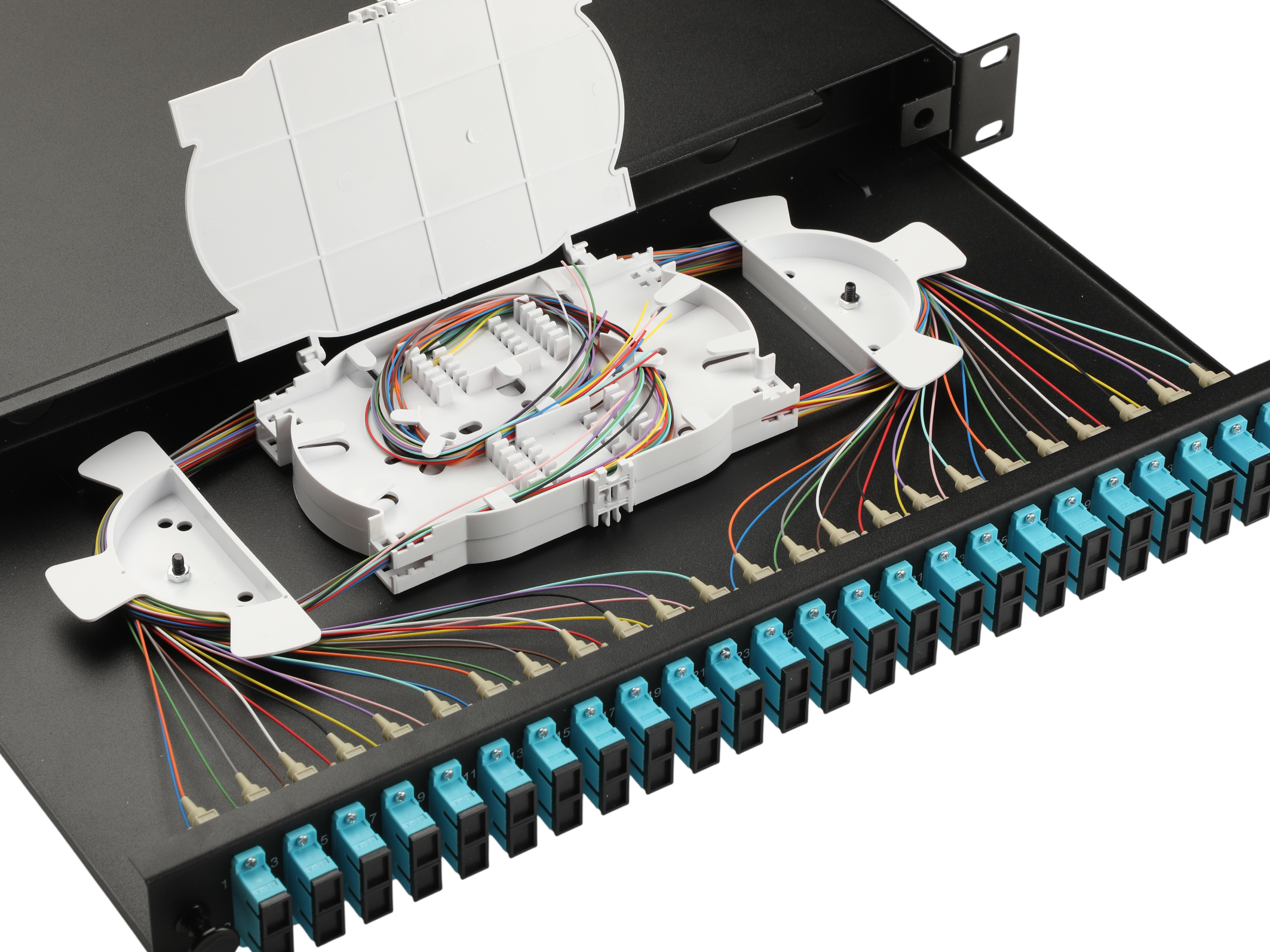 Equip LWL-Spleißkasten 24-Port LC-Duplex OM3 1U komplett sw