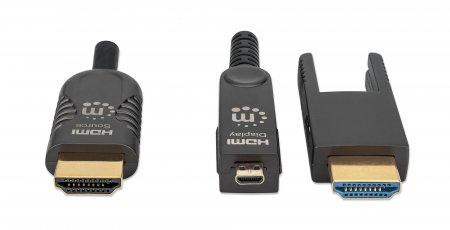 MANHATTAN Aktives HDMI-Glasfaserkabel mit abnehmbarem Stecker 4K60Hz UHD HDMI-Stecker auf Micro-HDMI/HDMI-Stecker 50m HEC ARC