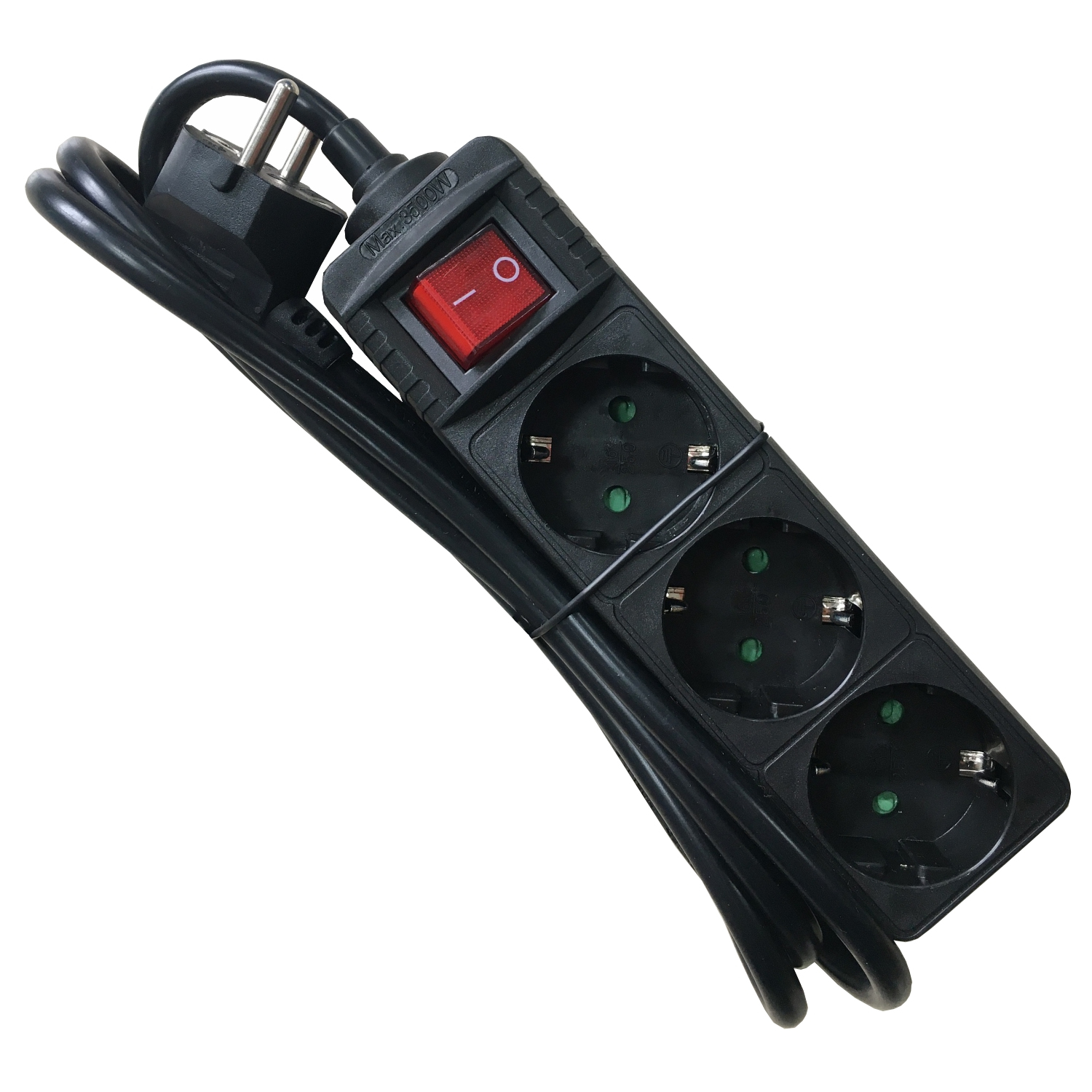SOCKET STRIP 3S PVC 1.5M BK ECO 16A/3680W