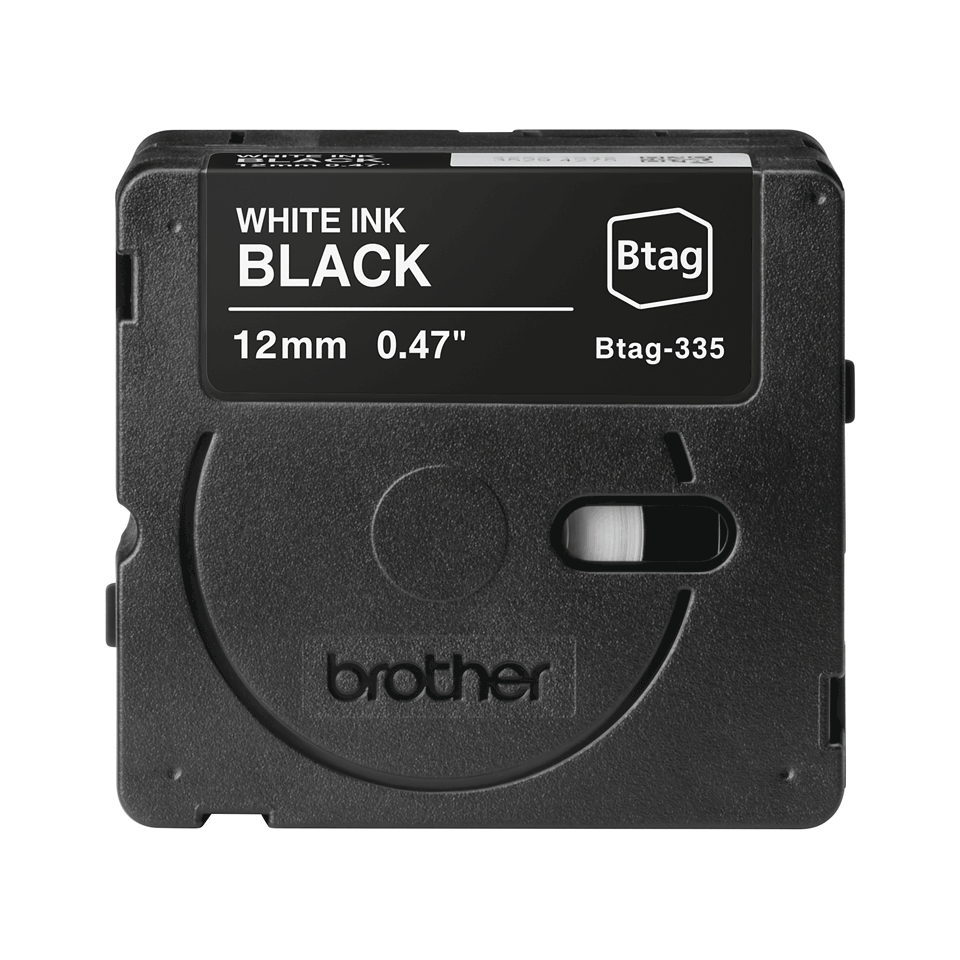 brother Schriftband Btag BTAG335, 12 mm, weiß auf schwarz, 1 St.