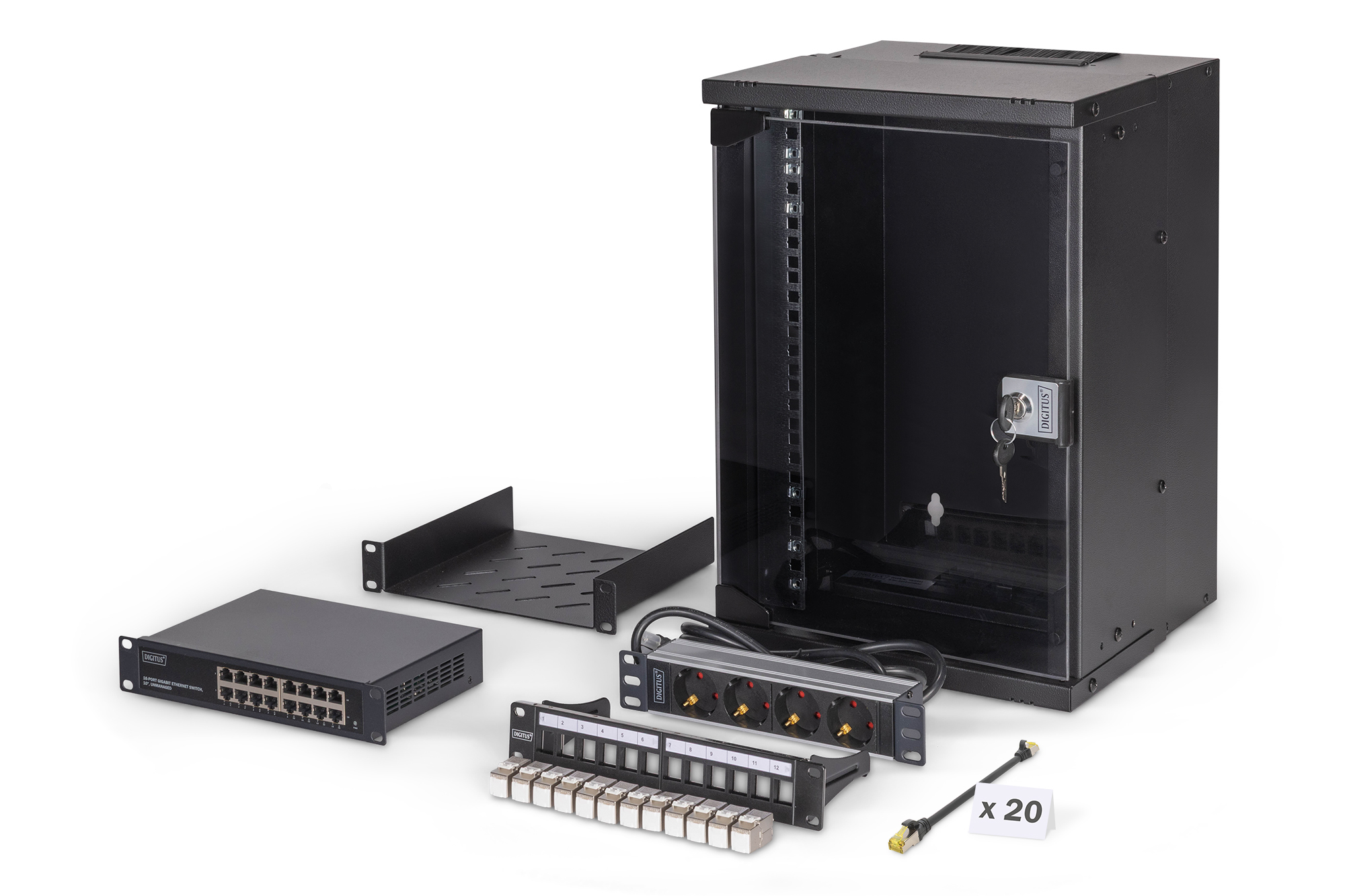 DIGITUS Netzwerk-Set 254 mm (10) - 9HE, 315x300 mm (BxT) sw