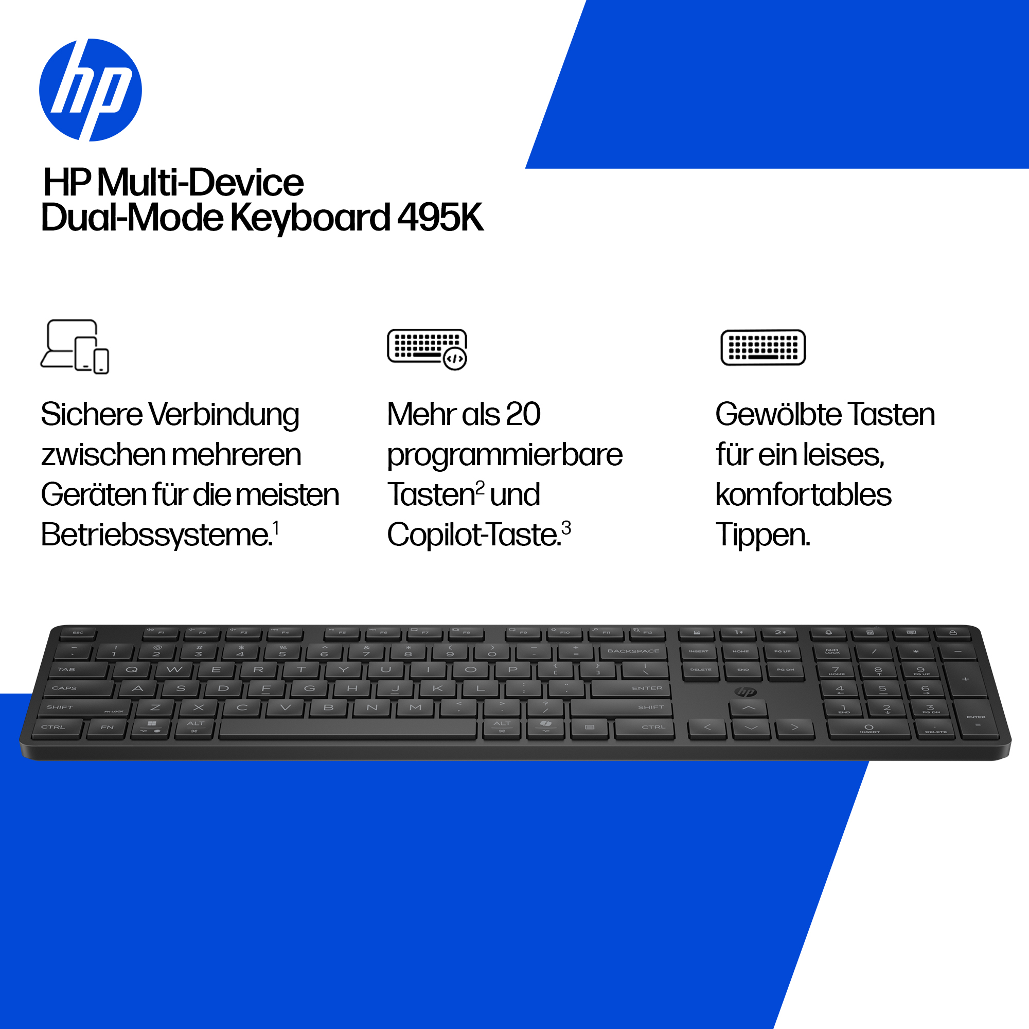 HP 495K MULTI-DEVICE DUAL-MODE KEYBOARD
