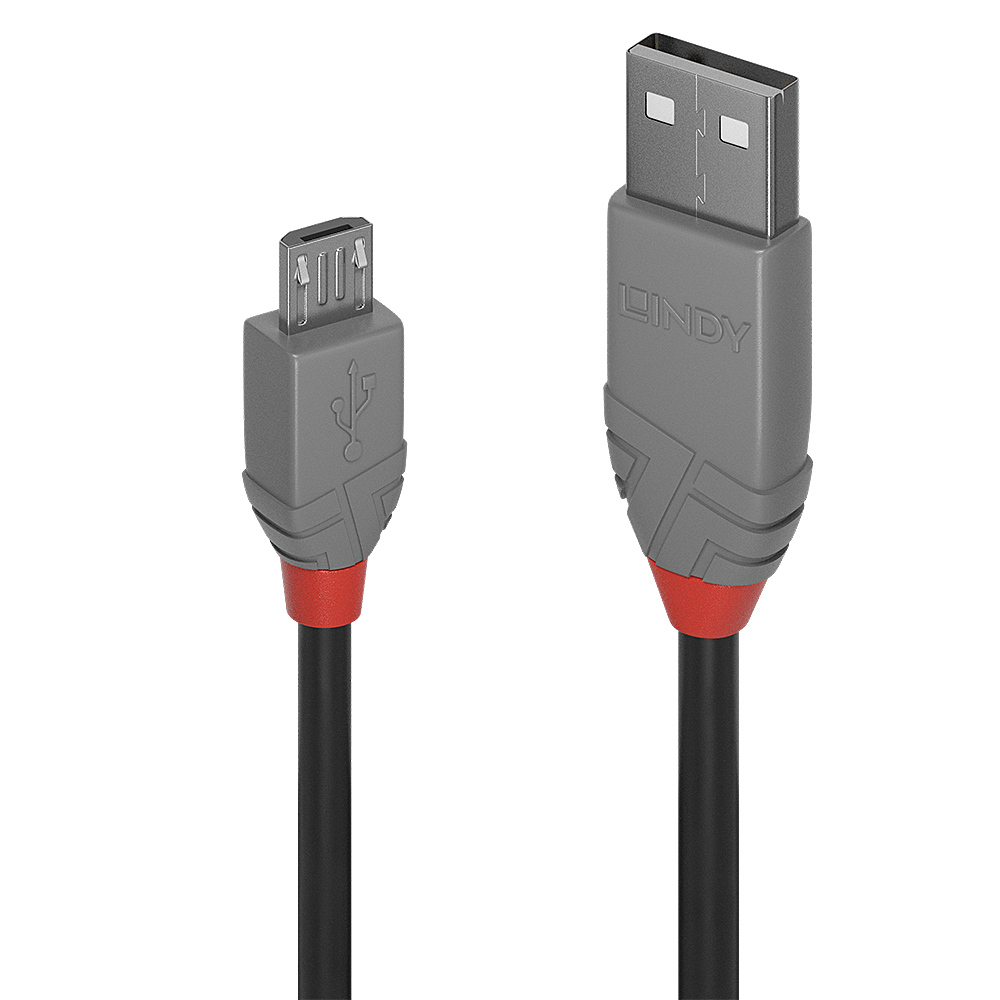 0.2M USB 2.0 TYP A AN MICRO-B KABEL ANTHRA LINE