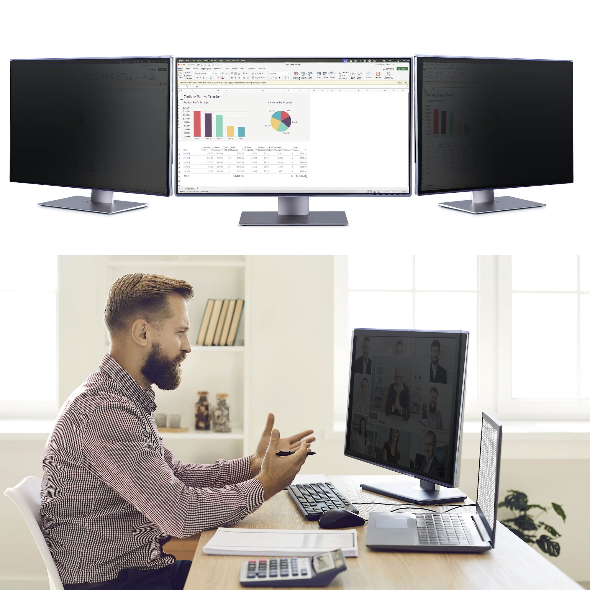 STARTECH.COM Privacy Filter fur 81,28cm 32Zoll 16:9monitor Aufhängung Acryl glänzend Blaulicht-Blickschutzfilter