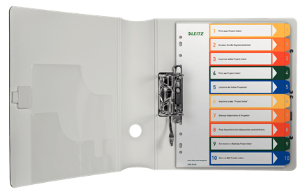 LEITZ Ordnerregister 1293 DIN A4 Vollformat, Überbreite 1-10 farbig 10-teilig, 1 Satz