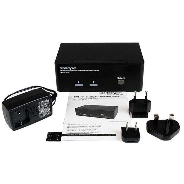 STARTECH.COM 2 Port Dual DisplayPort USB KVM Switch mit Audio - DisplayPort Desktop KVM Umschalter
