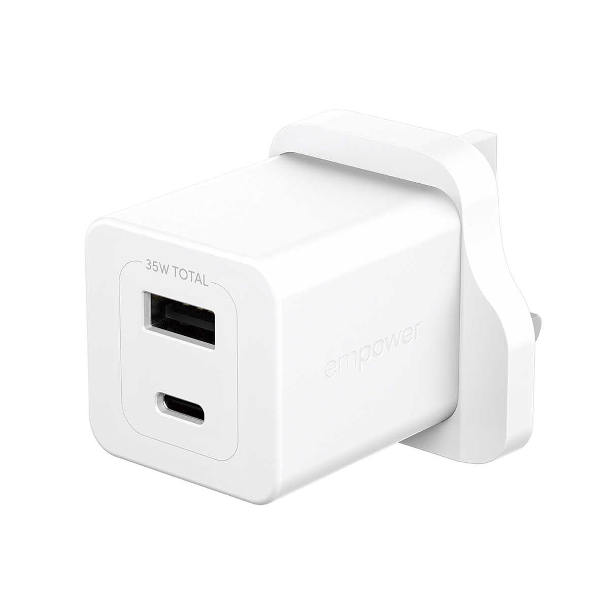 TURBO 35W CHARGER INCL. USB-C USB-A UK PLUGSILVER WHITE