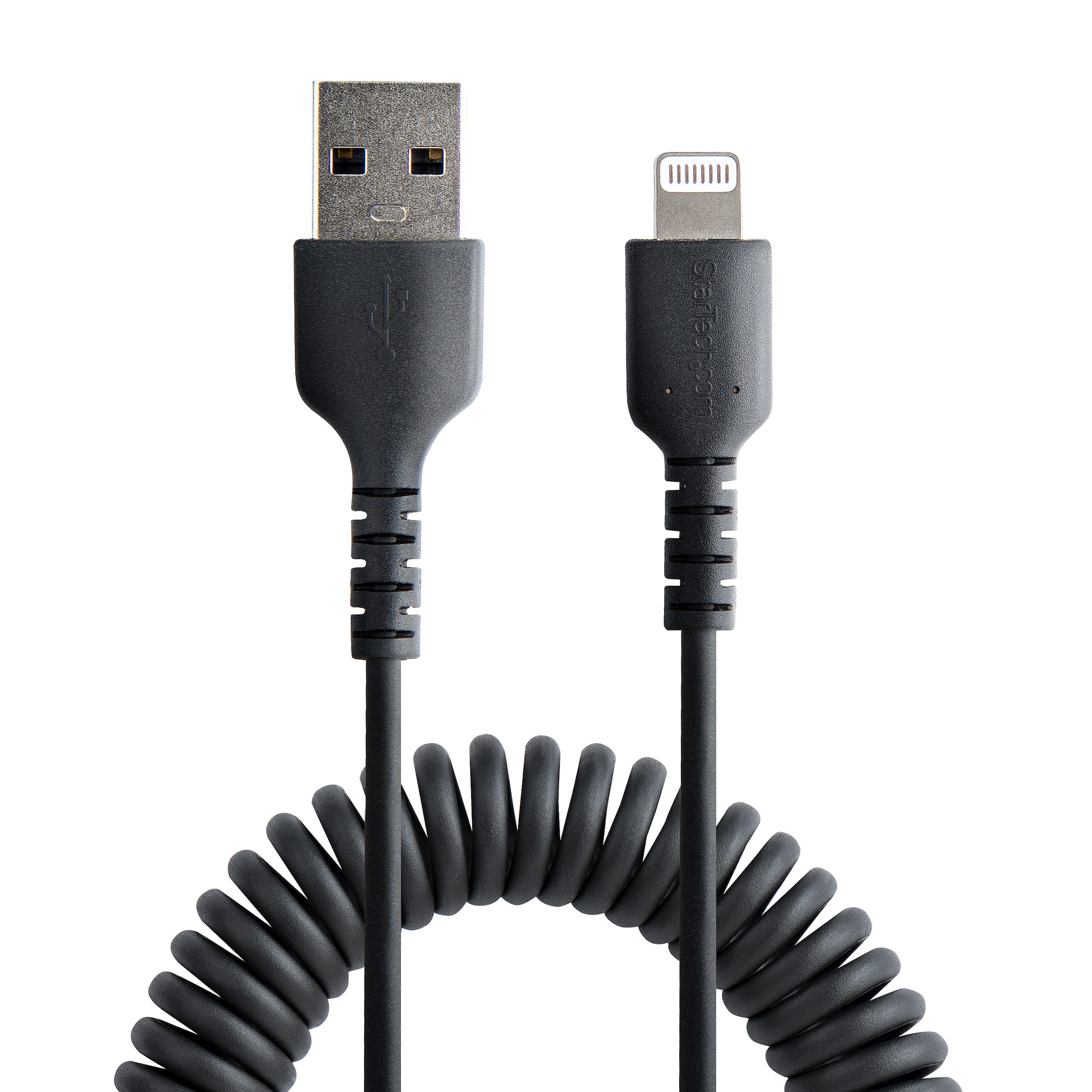 USB TO LIGHTNING CABLE - 1M (3.3FT) COILED CABLE BLACK