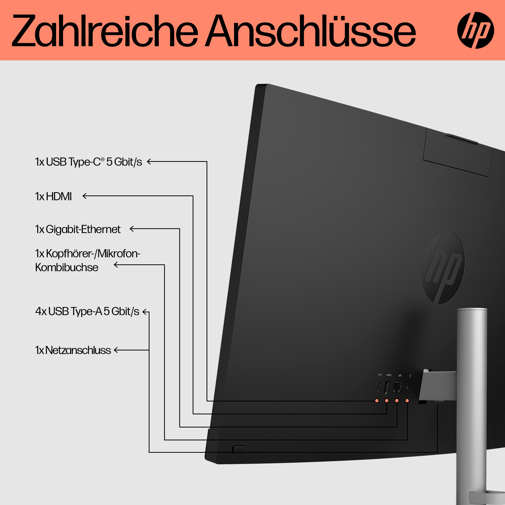 HP 24-cr0009ng All-in-One PC, 8 GB RAM, 512 GB SSD, AMD Ryzen™ 3 7320U
