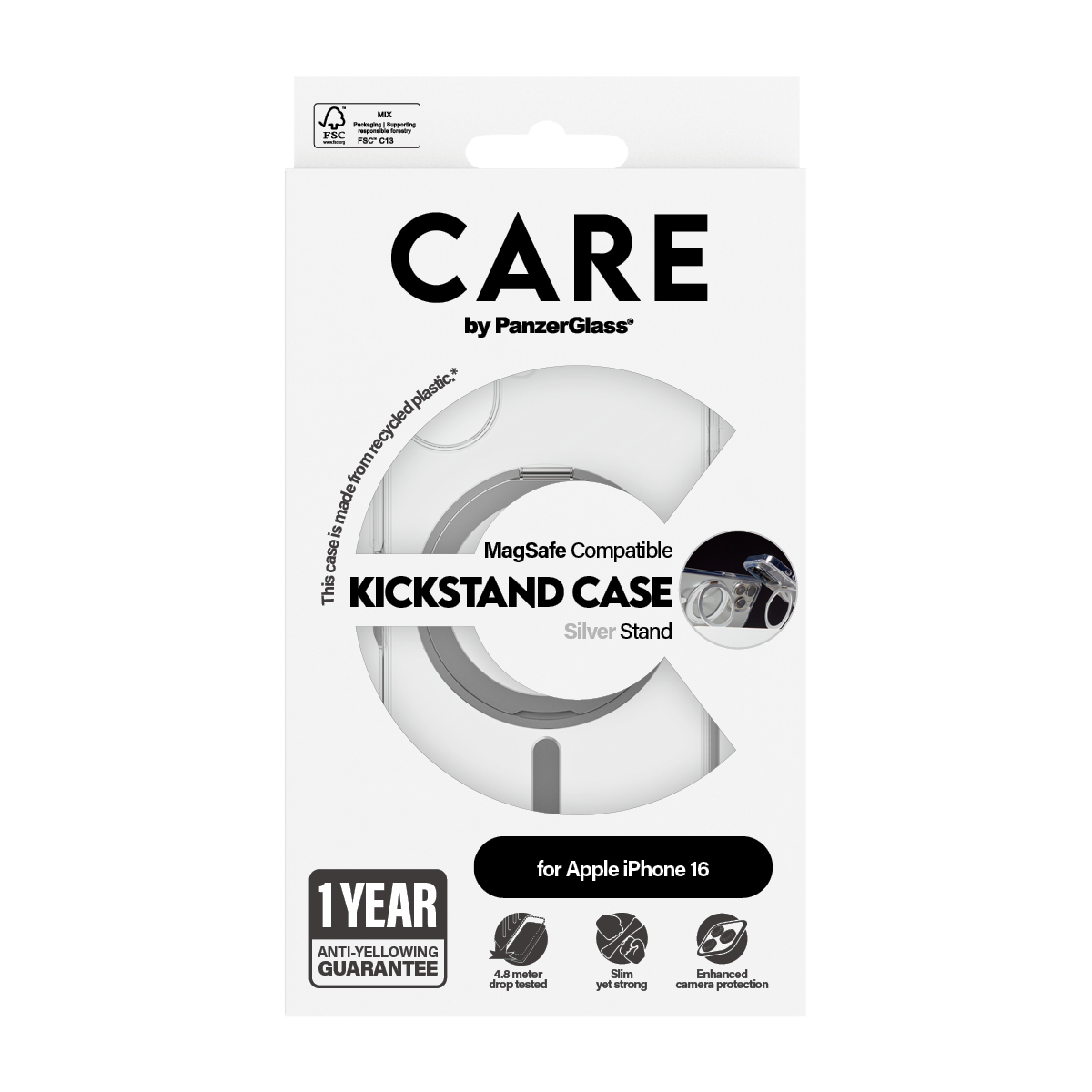 CARE BY PANZERGLASS CASE FEATURE SILVER KICKSTAND/MAGSAFE