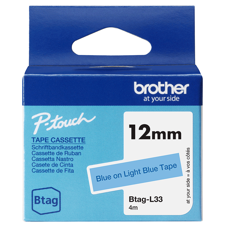 brother Schriftband Btag BTAGL33, 12 mm, blau auf blau, 1 St.