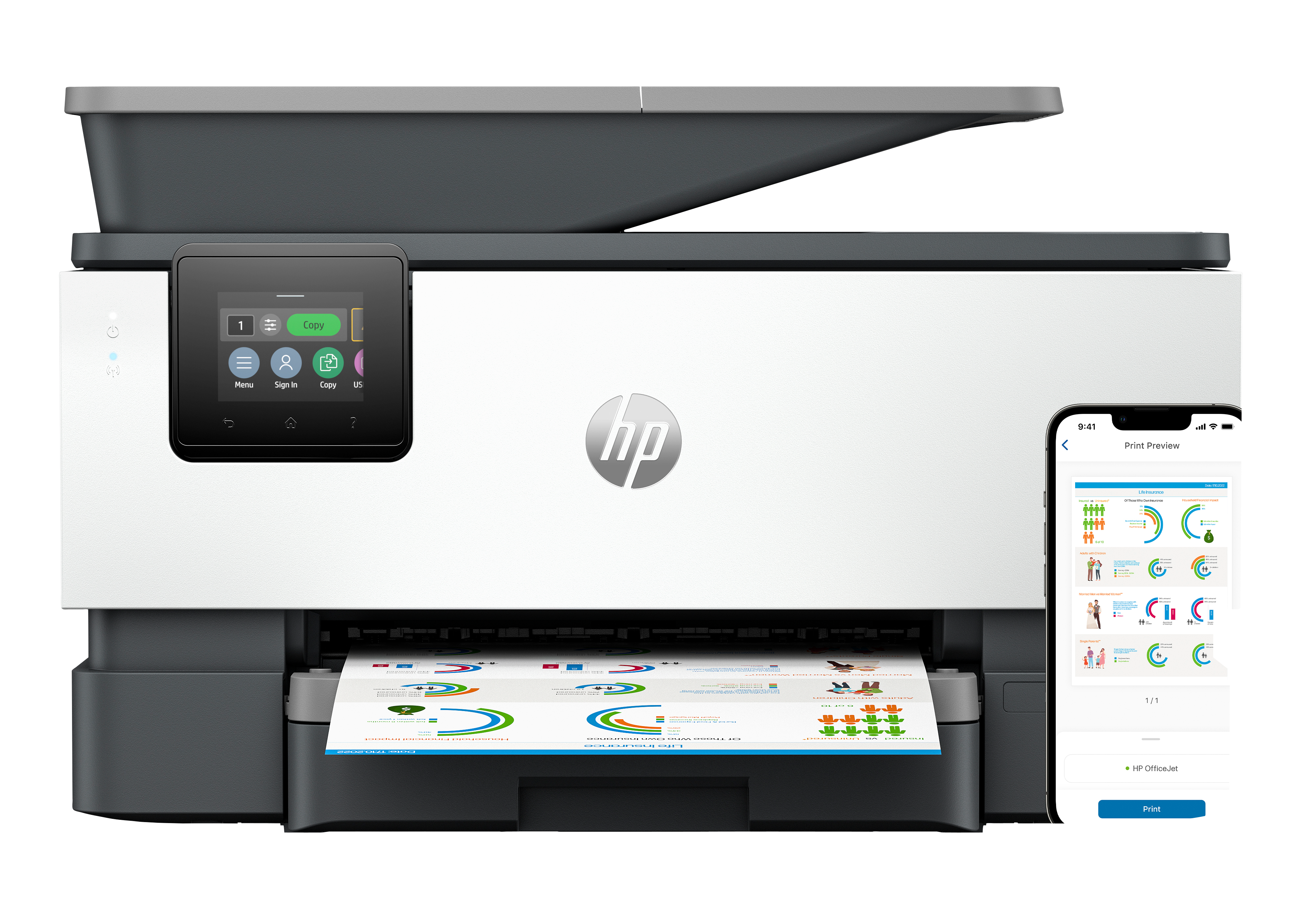 HP OfficeJet Pro 9120b All-in-One 4 in 1 Tintenstrahl-Multifunktionsdrucker grau