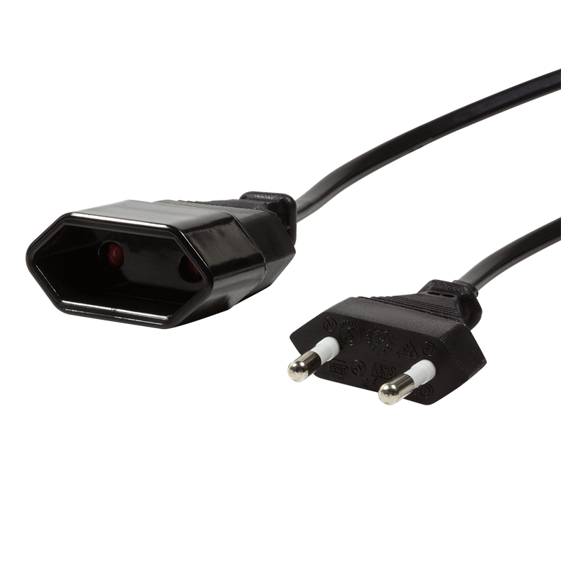 Logilink Netzkabel Euro CEE 7/16 Stecker zu Dose, 1m schwarz