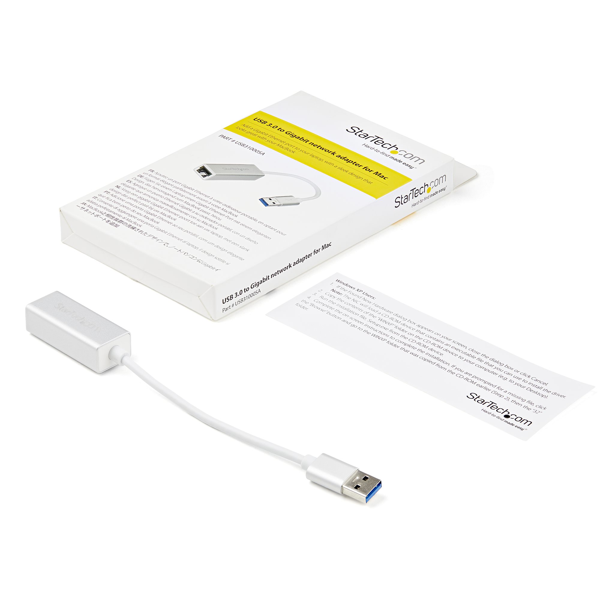 USB 3.0 NETWORK ADAPTER-SILVER ALUMINUM DESIGN SILVER FINISH