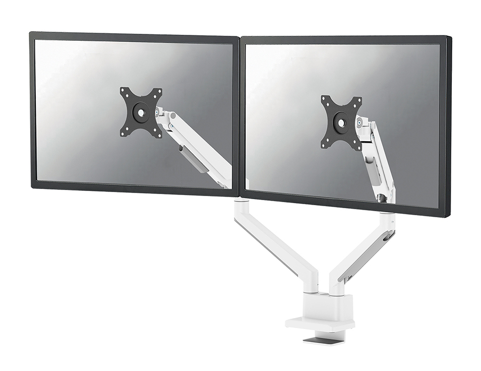NEOMOUNTS Next Slim Desk Mount double display topfix clamp/grommet white