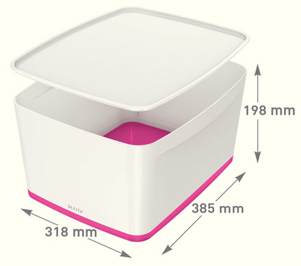 LEITZ MyBox Aufbewahrungsbox 18,0 l perlweiß/pink 38,5 x 31,8 x 19,8 cm, 1 St.