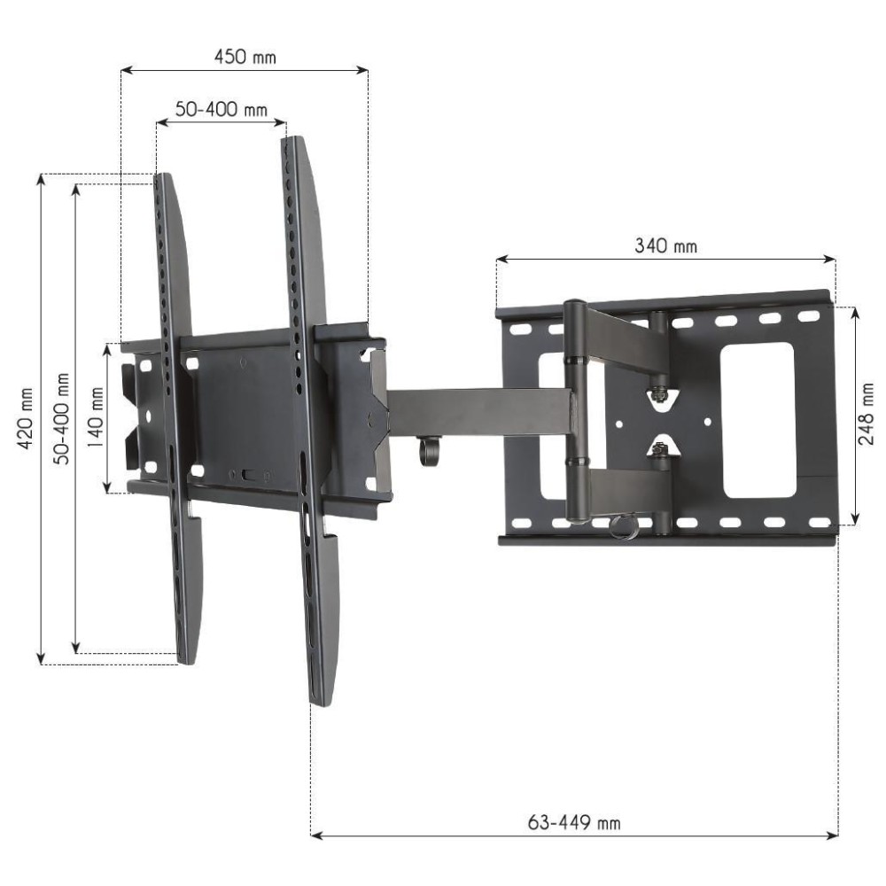 TECHLY Wandhalterung fuer LCD TV LED schwarz 58,42cm-139,70cm 32-55Zoll FullMotion Slim