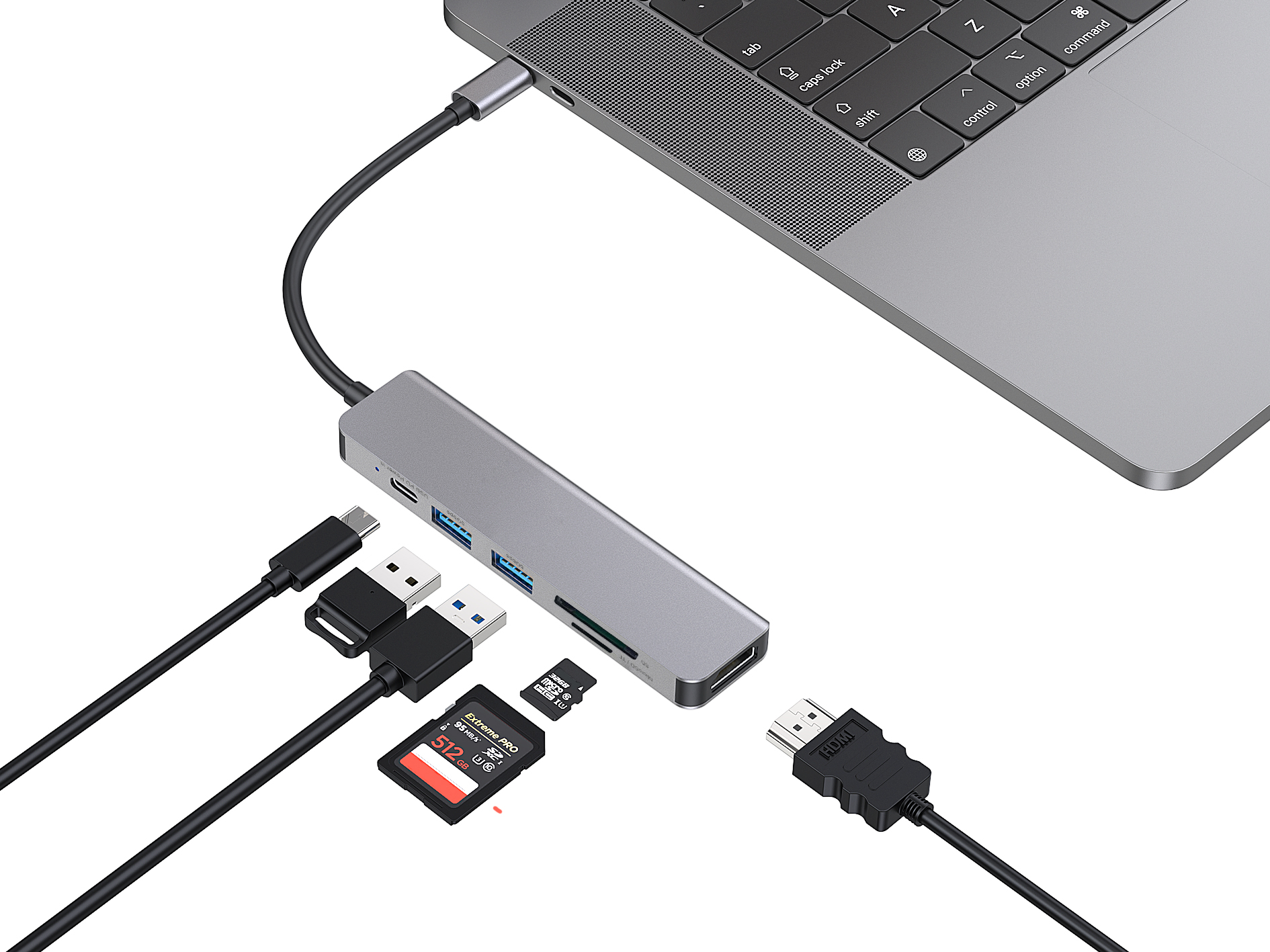 CONCEPTRONIC 6-1 Dock USB-C->HDMI/2xUSB-A/SD/TF/+ 15cm gr